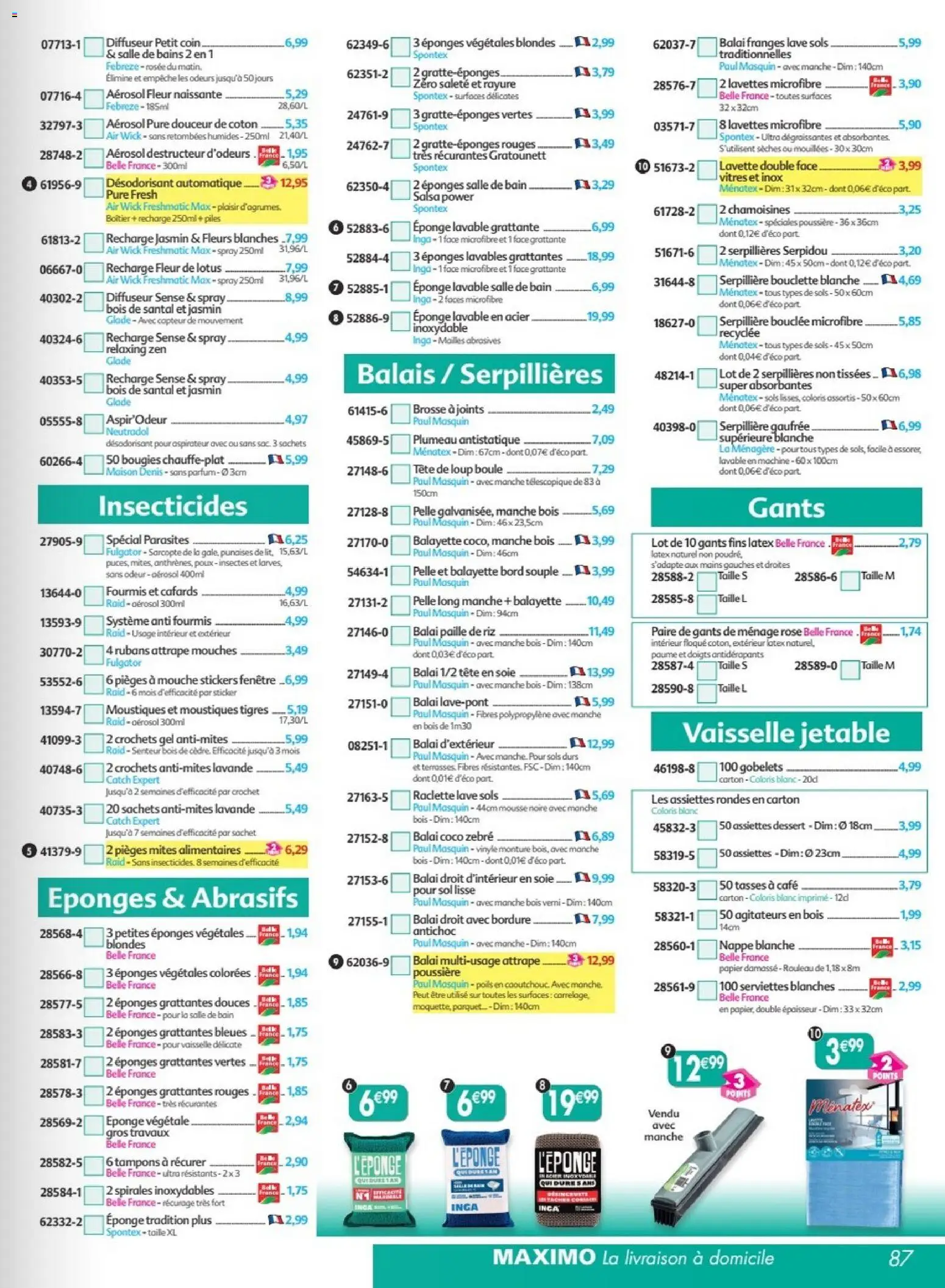 Prévisualisation de Maximo catalogue epicerie du magasin Maximo formulaire valide 24/08/2026 - Aspirateur, Dessert, Coton, Tasses, Éponge lavable, Plumeau, Brosse à joints, Balai d'exterieur