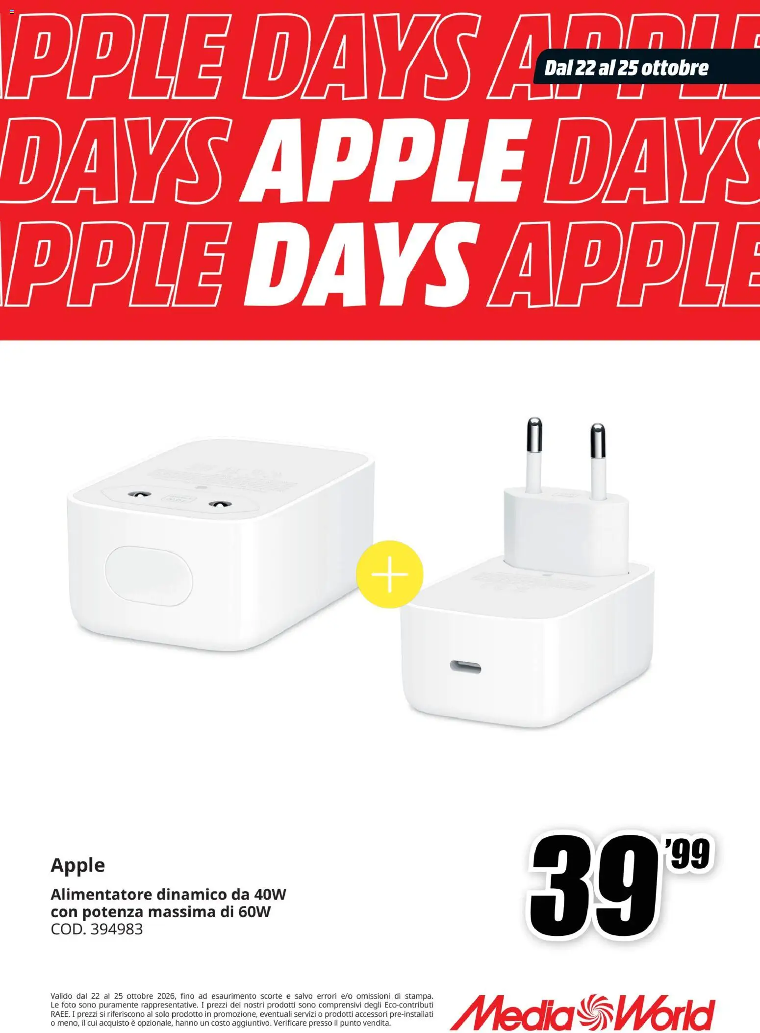 Anteprima dell'opuscolo Media World volantino Apple Days dal negozio Media World valido da 22/10/2026