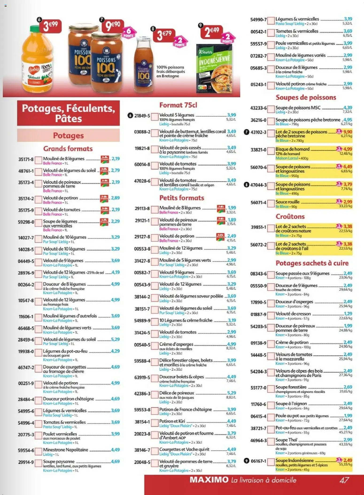 Prévisualisation de Maximo catalogue epicerie du magasin Maximo formulaire valide 26/10/2026 - Poisson, Poulet, Oignons, Soupe, Cresson, Fromage frais, Soupe de poissons, Kiri