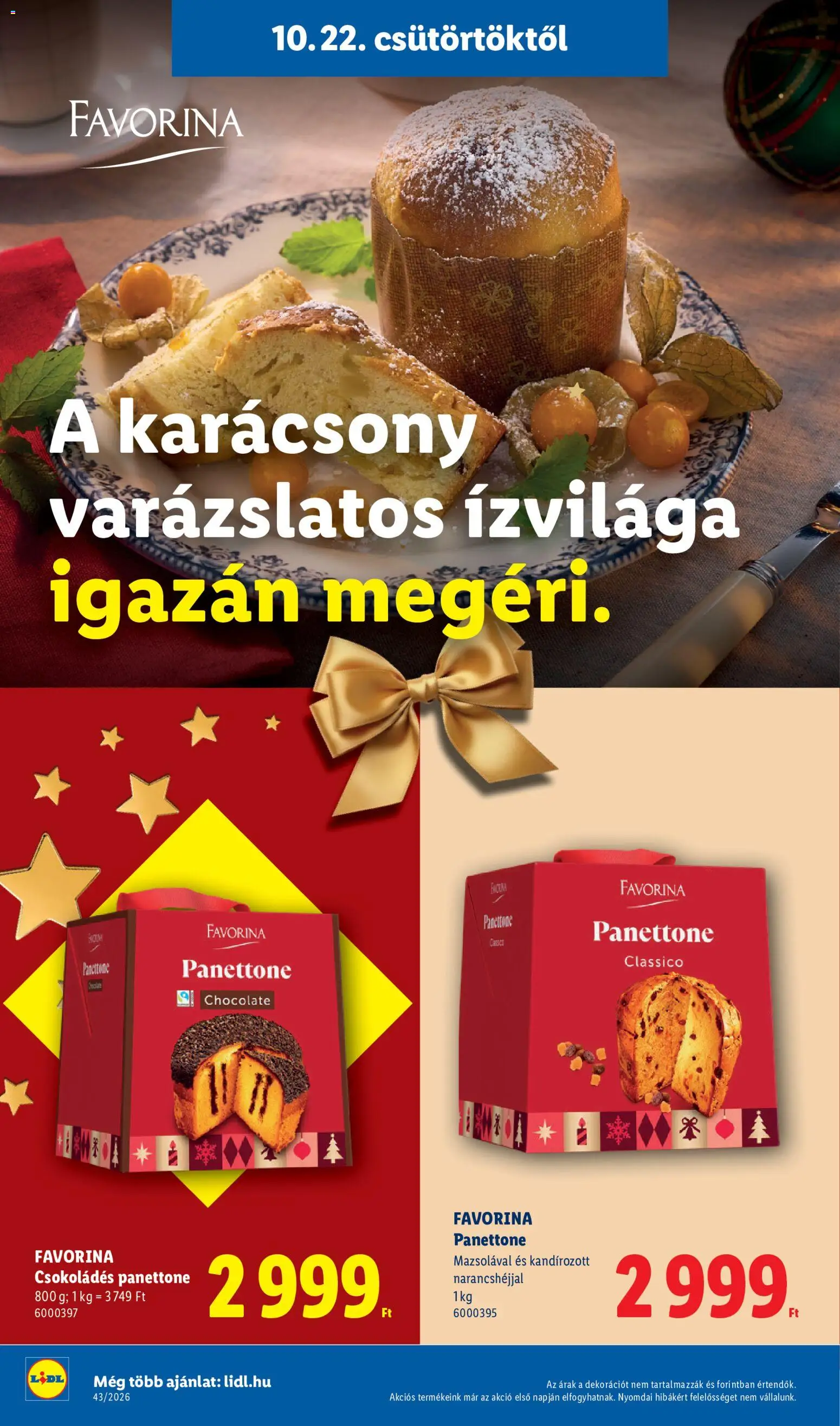Lidl - Lidl Favorina katalogus megtekintése, amely érvényes 2026.10.22.-től - Panettone