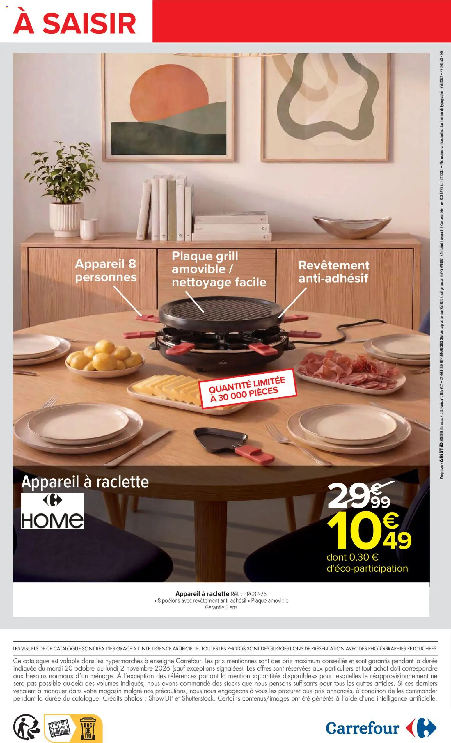 Prévisualisation de Carrefour catalogue du magasin Carrefour formulaire valide 20/10/2026 - Raclette, Jean, Grill, Appareil à raclette, Raclette grill