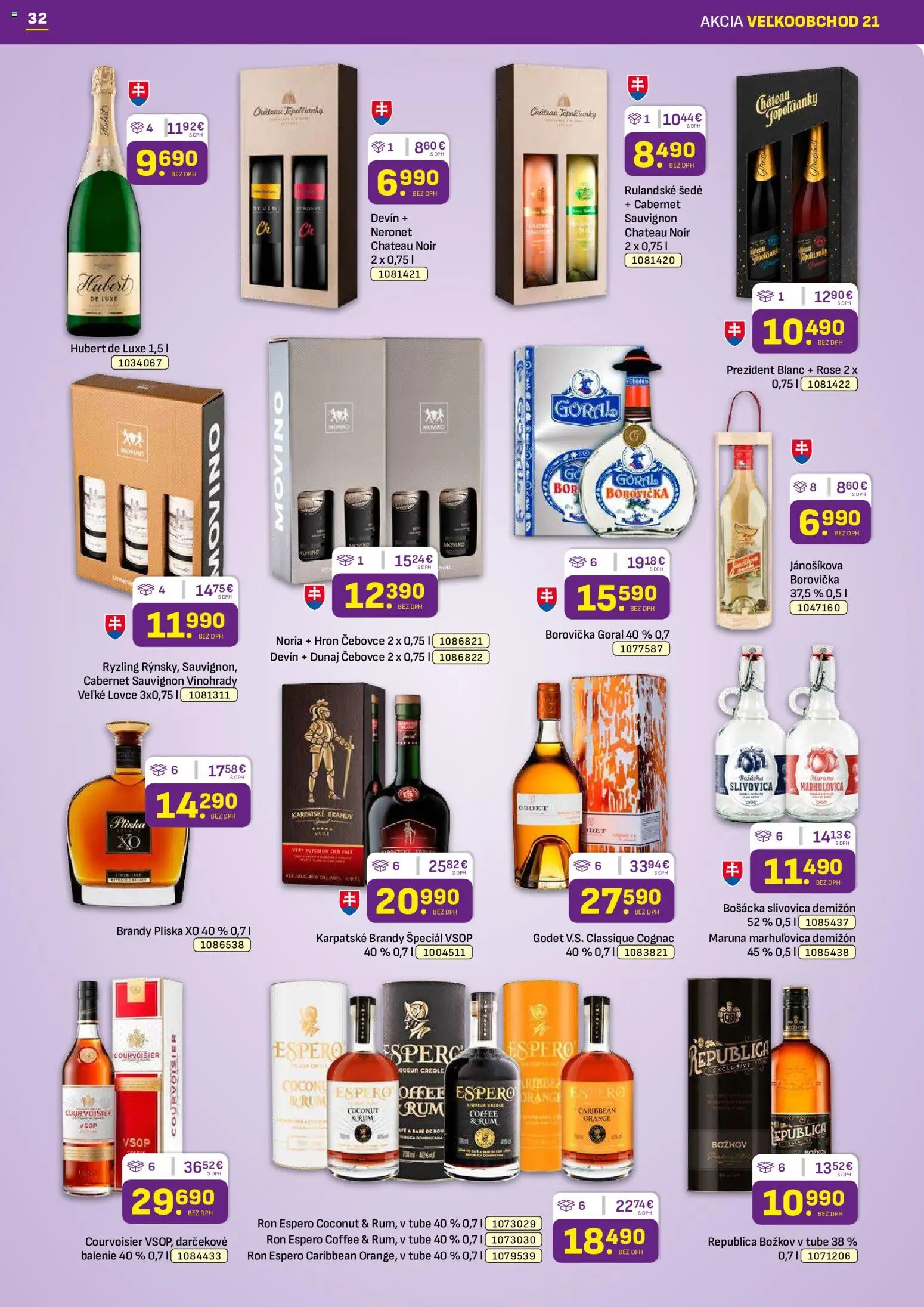 Náhľad Libex letáku platného od 19.10.2026 - Rum, Borovička, Hubert de Luxe, Slivovica, Brandy, Bošácka slivovica, Karpatské brandy, Božkov