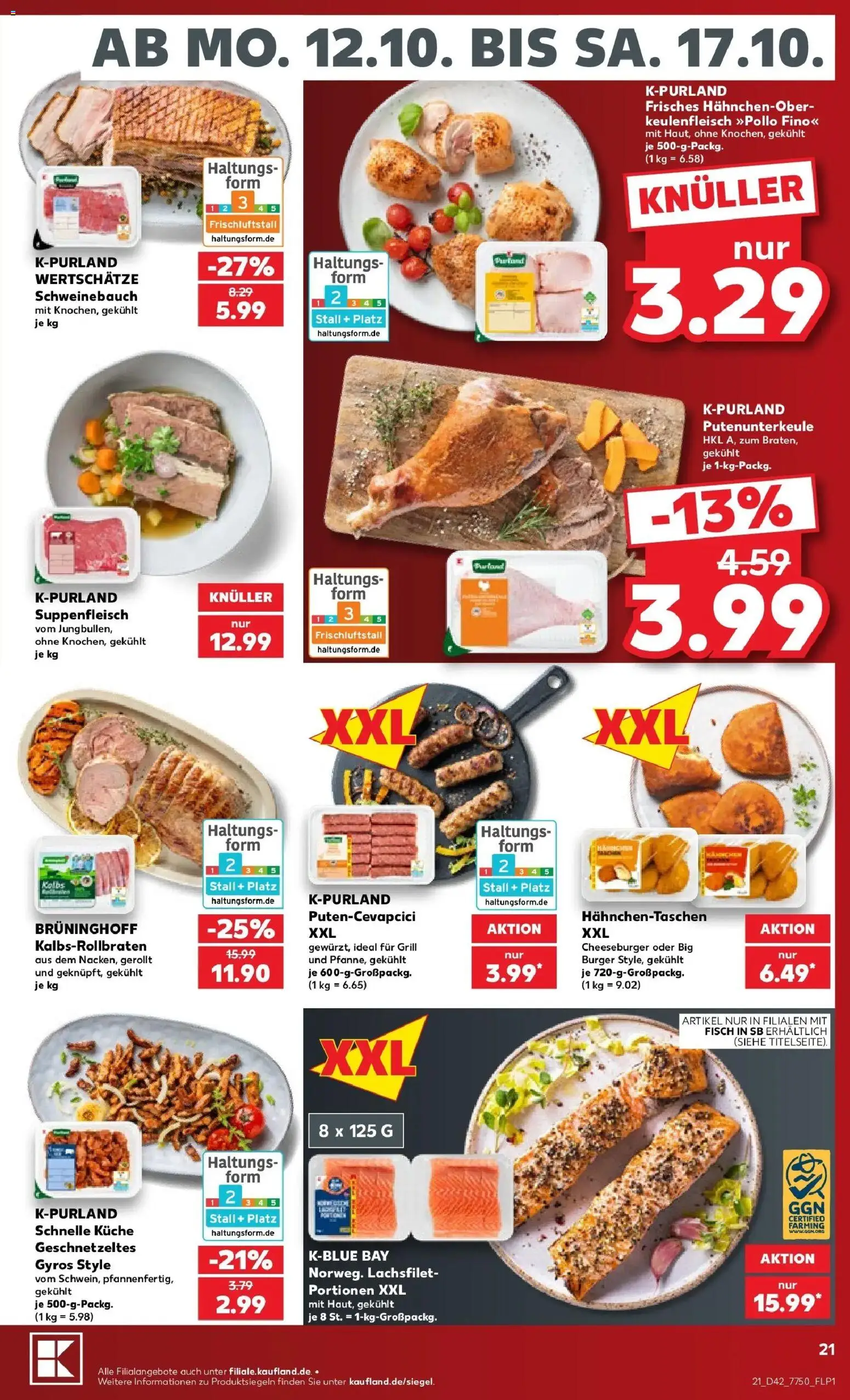 Vorschau von dem Prospekt des Geschäftes Kaufland, gültig ab dem 12.10.2026 - Burger, Küche, Fisch, Gyros, Grill, Schweinebauch, Suppenfleisch