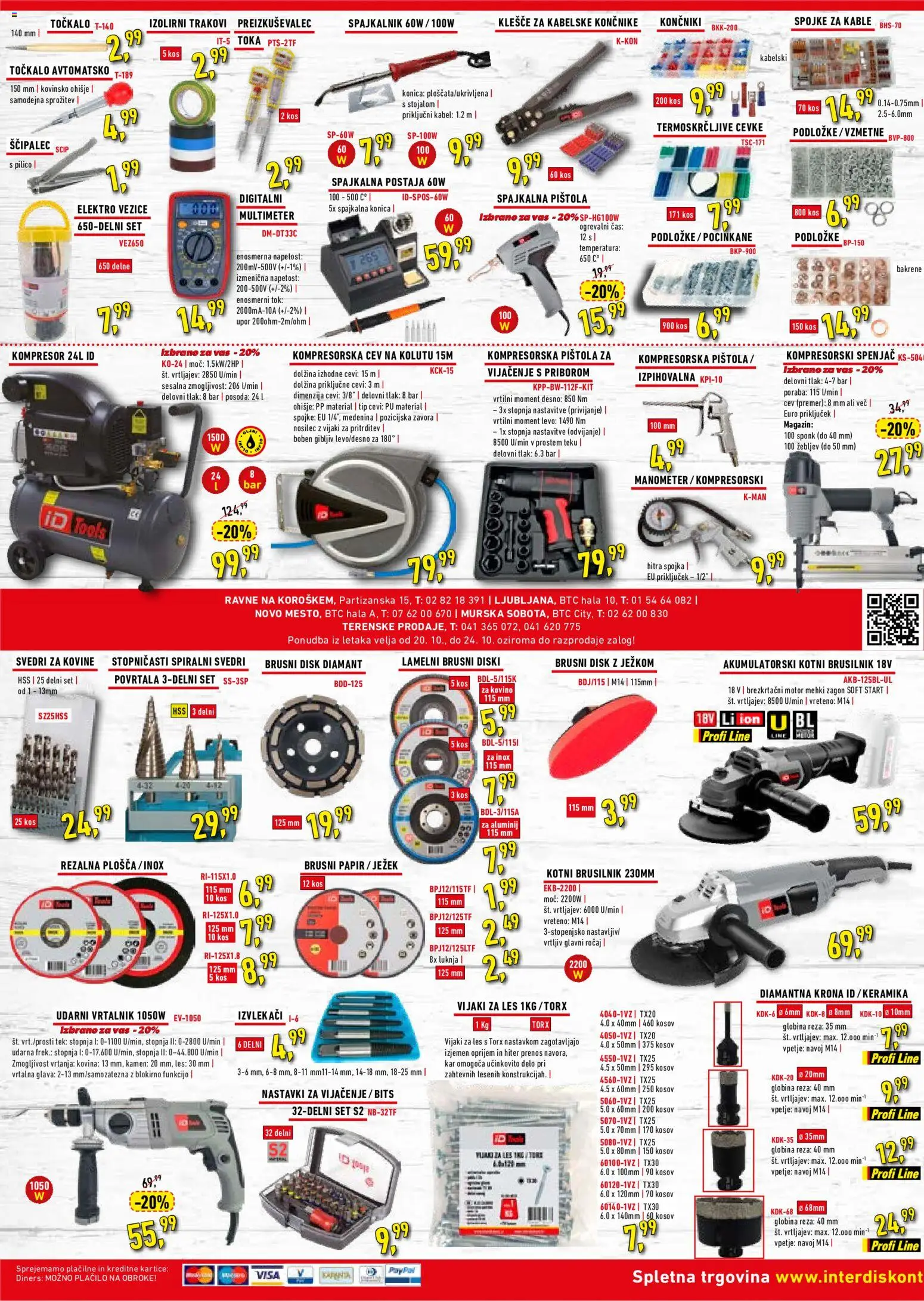 Predogled kataloga iz trgovine Inter Diskont veljaven od 20.10.2026 - Kos, Vrtalnik, Disk, Kabel, Brusilnik, Svedri
