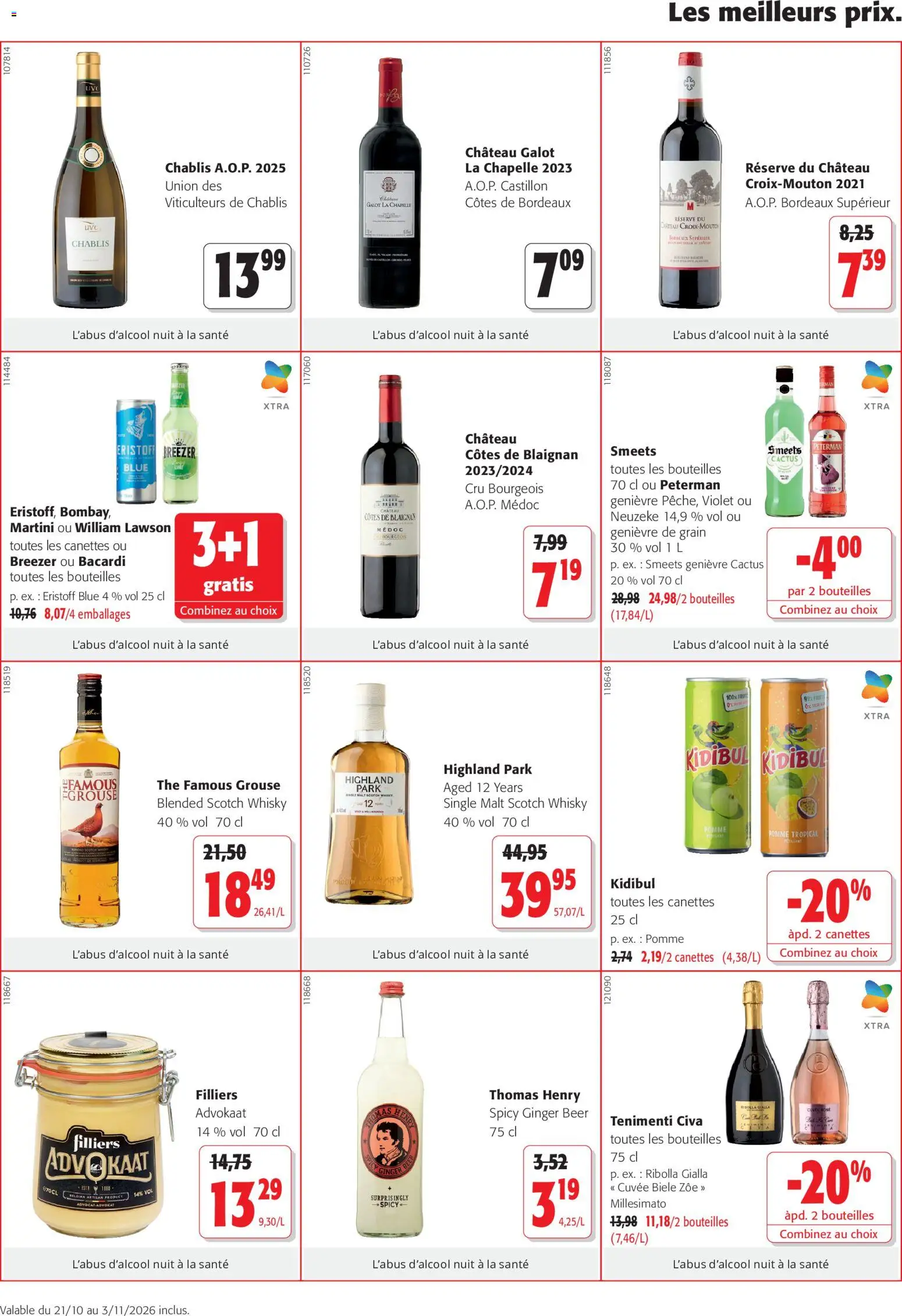 Prévisualisation de Colruyt Toutes les offres du magasin Colruyt formulaire valide 21/10/2026 - Whisky, Cactus, Chablis, Ginger beer, Sable, Thé, Bacardi, Bordeaux superieur