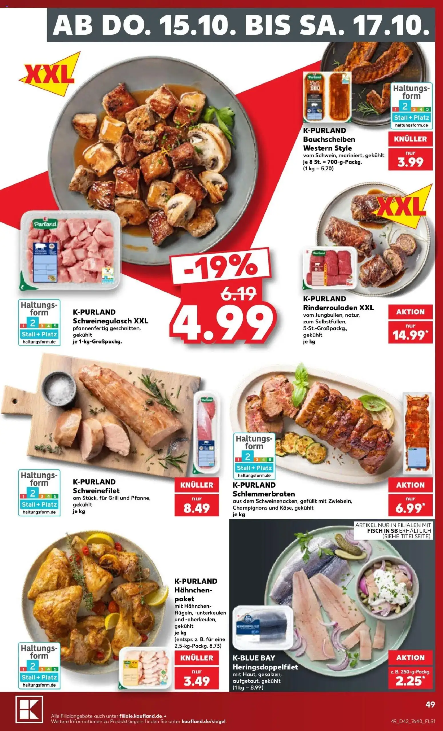 Vorschau von dem Prospekt des Geschäftes Kaufland, gültig ab dem 12.10.2026 - Fisch, Grill, Rinderrouladen, Champignons, Schweinefilet, Schweinegulasch, Hahnchen