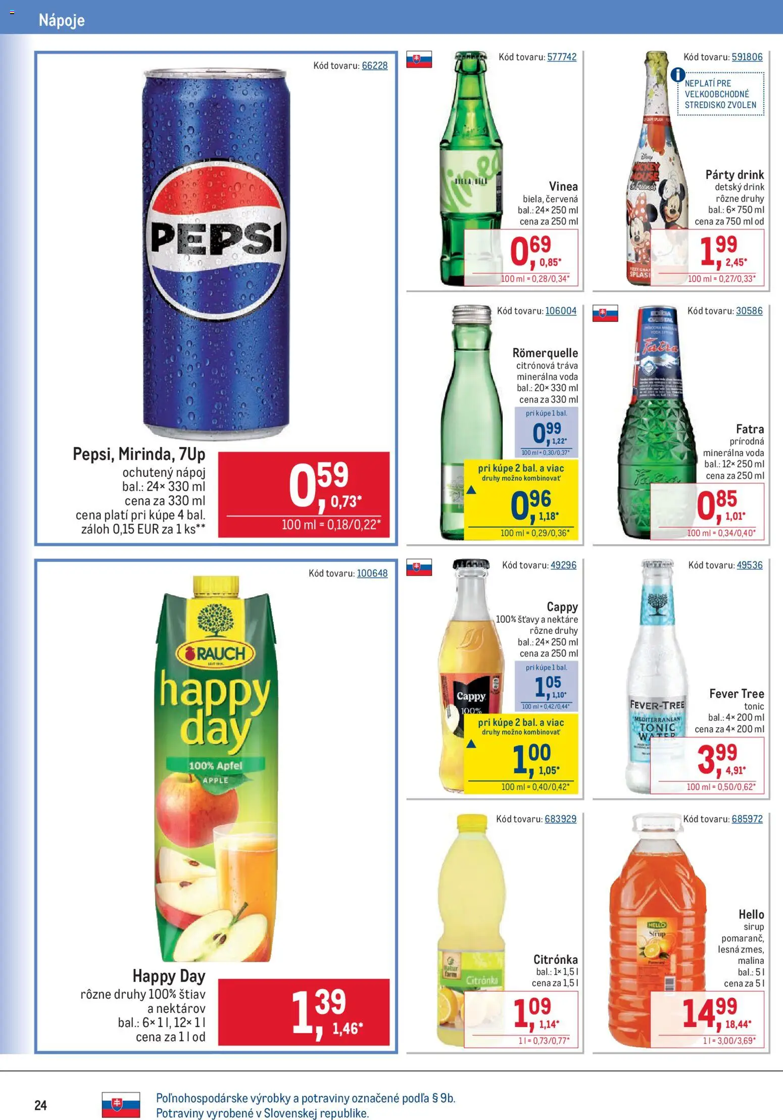 Náhľad Metro letáku platného od 07.10.2026 - Apple, Voda, Pepsi, Fatra, Sirup, Tonic, Vinea, Nápoje