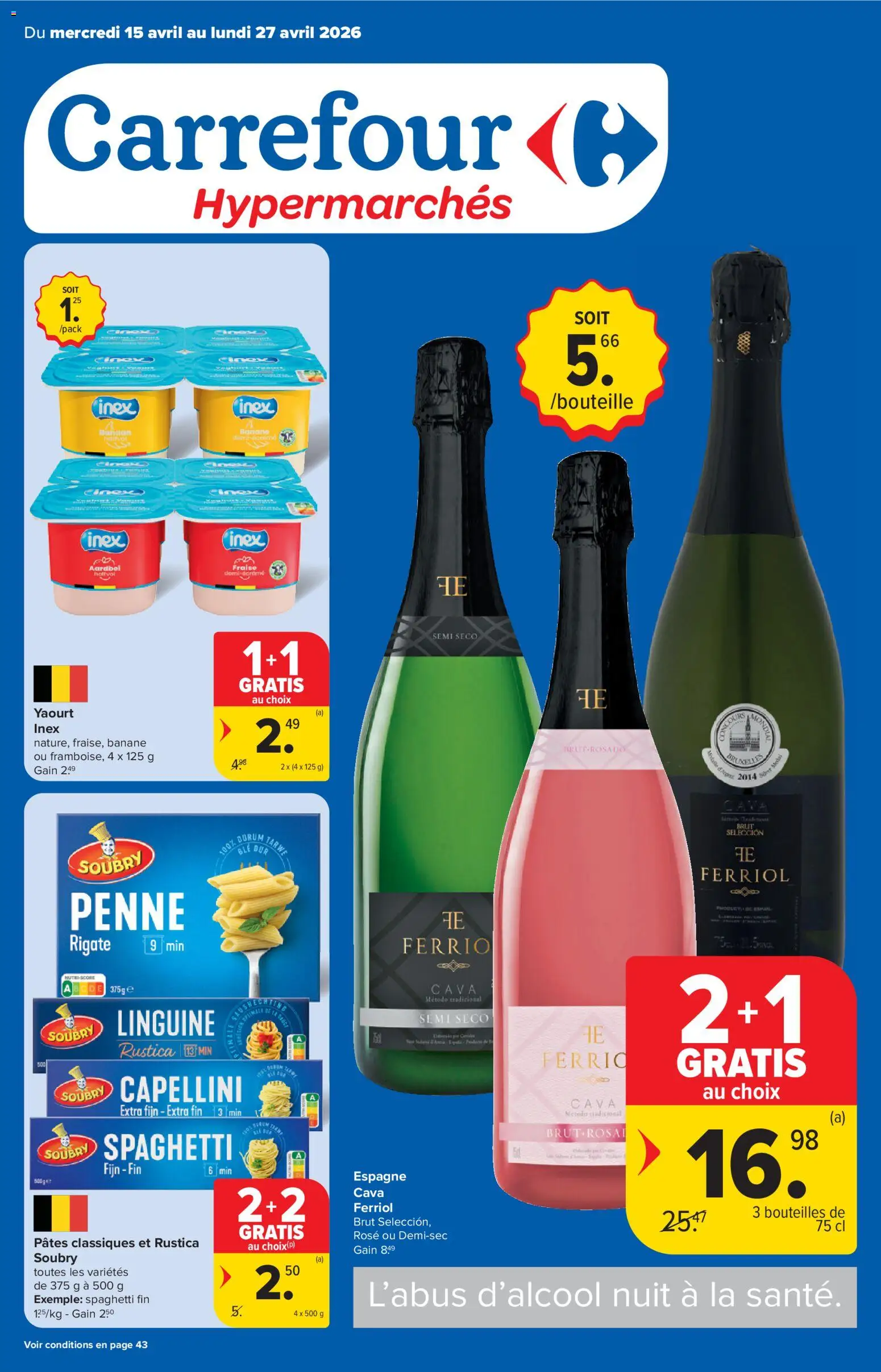 Voorbeeld van Carrefour Folder de la semaine 16 van winkel Carrefour geldig vanaf 15/04/2026 - La, Spaghetti, Aardbei