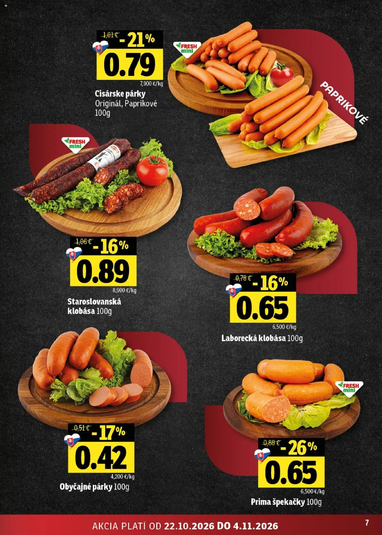 Náhľad Fresh letáku platného od 22.10.2026 - Klobása, Párky