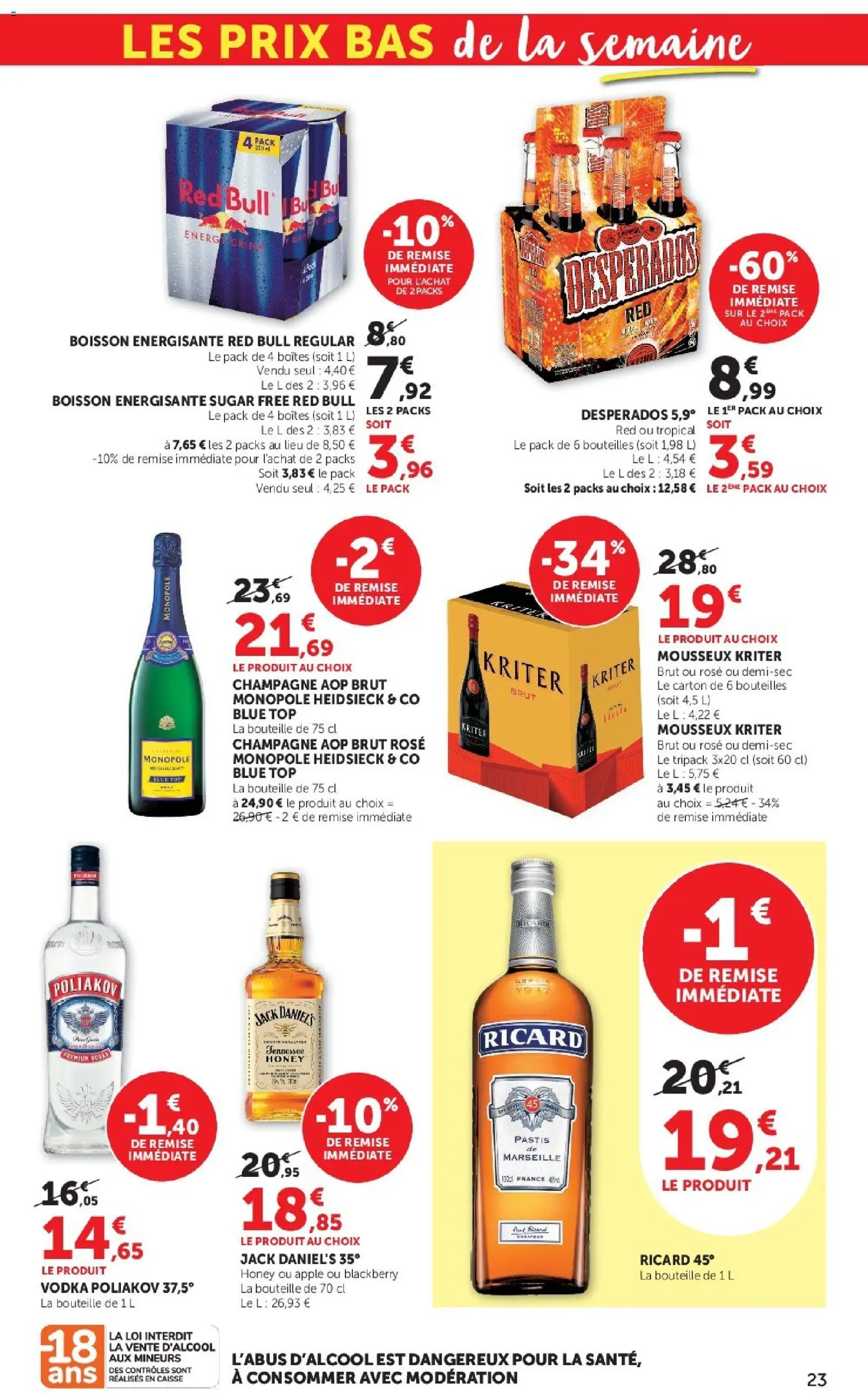 Prévisualisation de Super U catalogue du magasin Super U formulaire valide 08/09/2026 - Red bull, Vodka, Ricard, Desperados, Pastis, Bouteille, Vodka Poliakov, Jack Daniel's