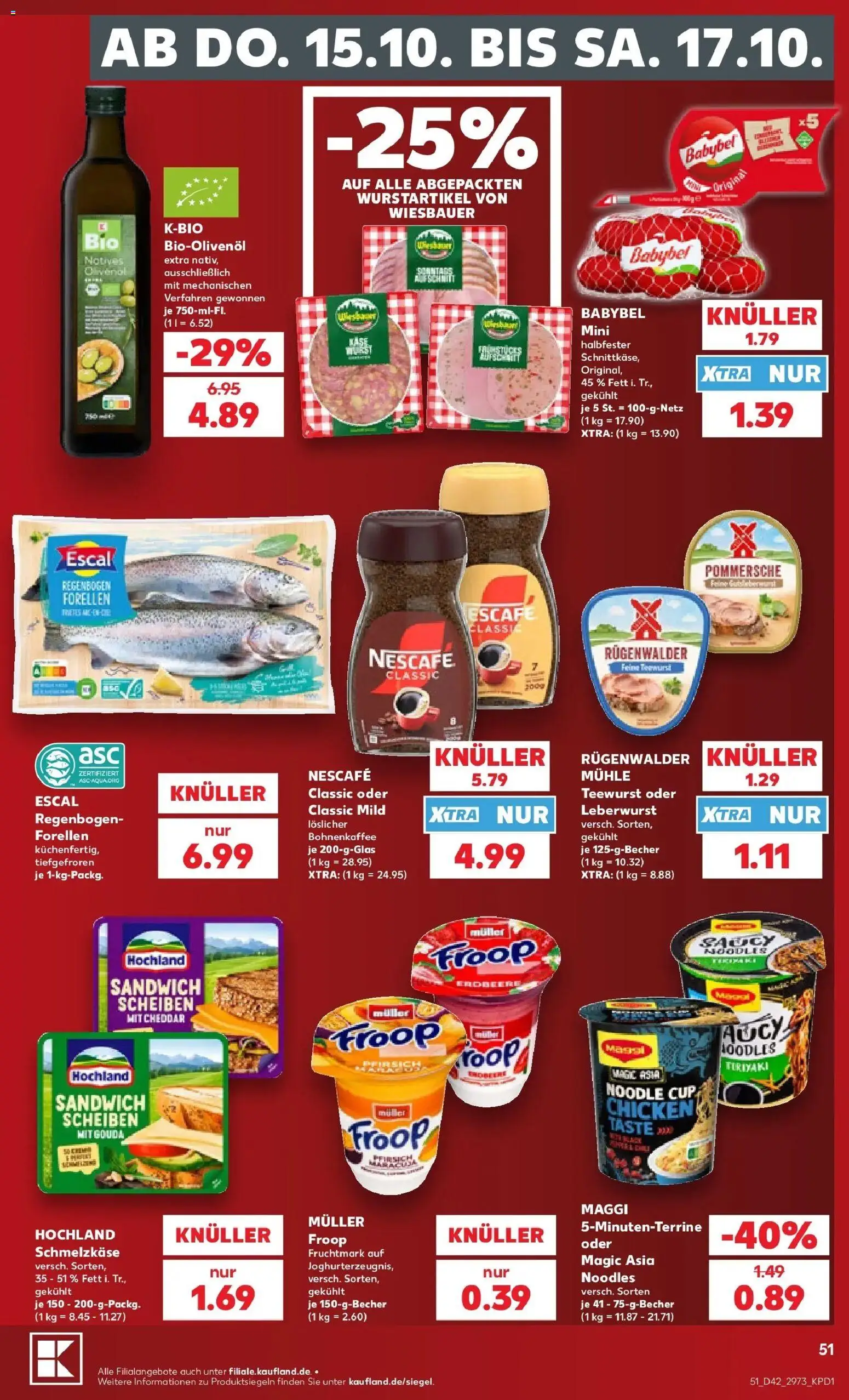 Vorschau von dem Prospekt des Geschäftes Kaufland, gültig ab dem 12.10.2026 - Maggi, Pfirsich, Mühle, Nescafe, Babybel, Froop, Olivenol