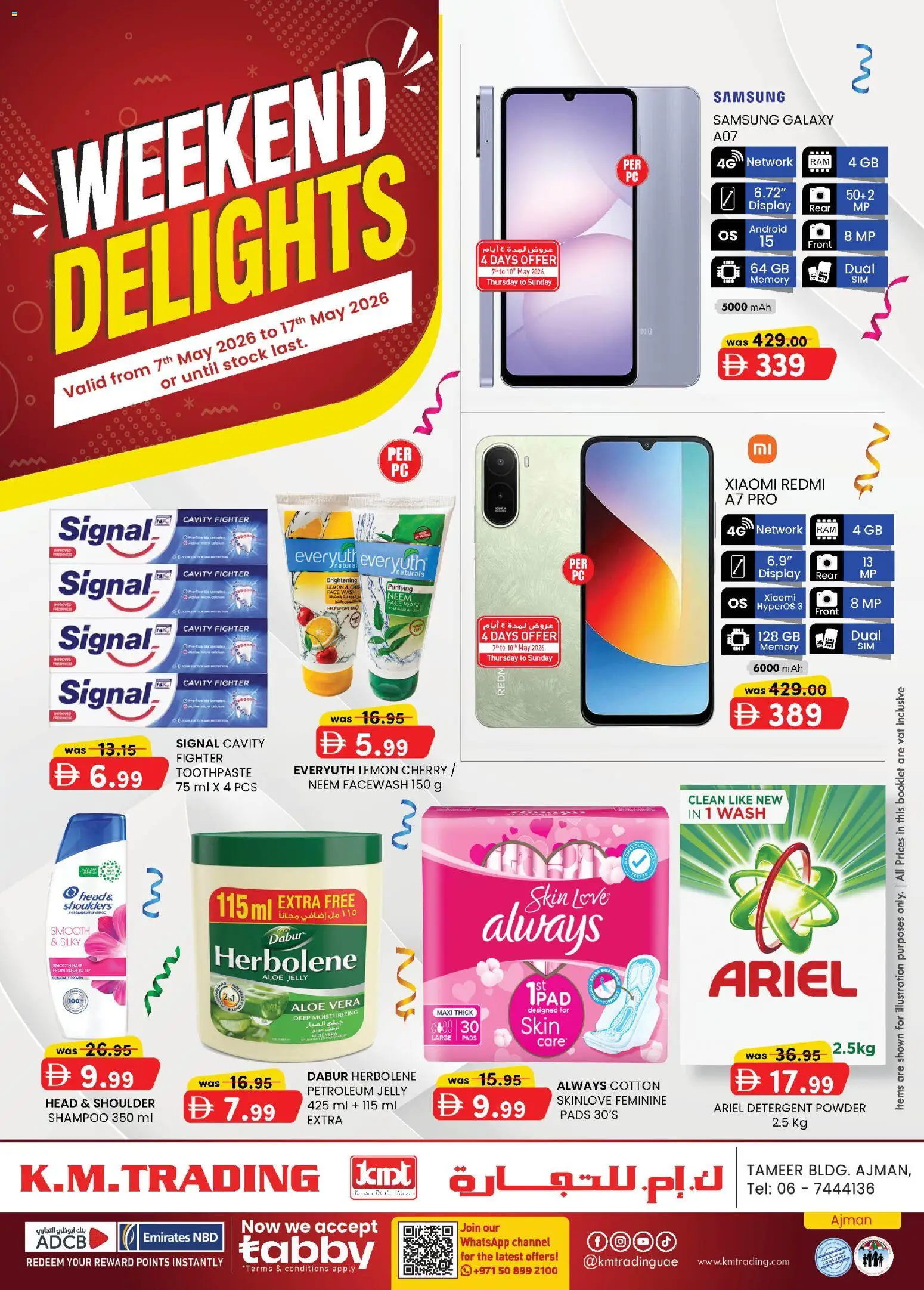 Preview of the catalogue KM Trading catalogue of store KM Trading valid from 7 May, 2026 - Stock, Lemon, Shampoo, Toothpaste, Facewash, Detergent, Powder, Petroleum jelly