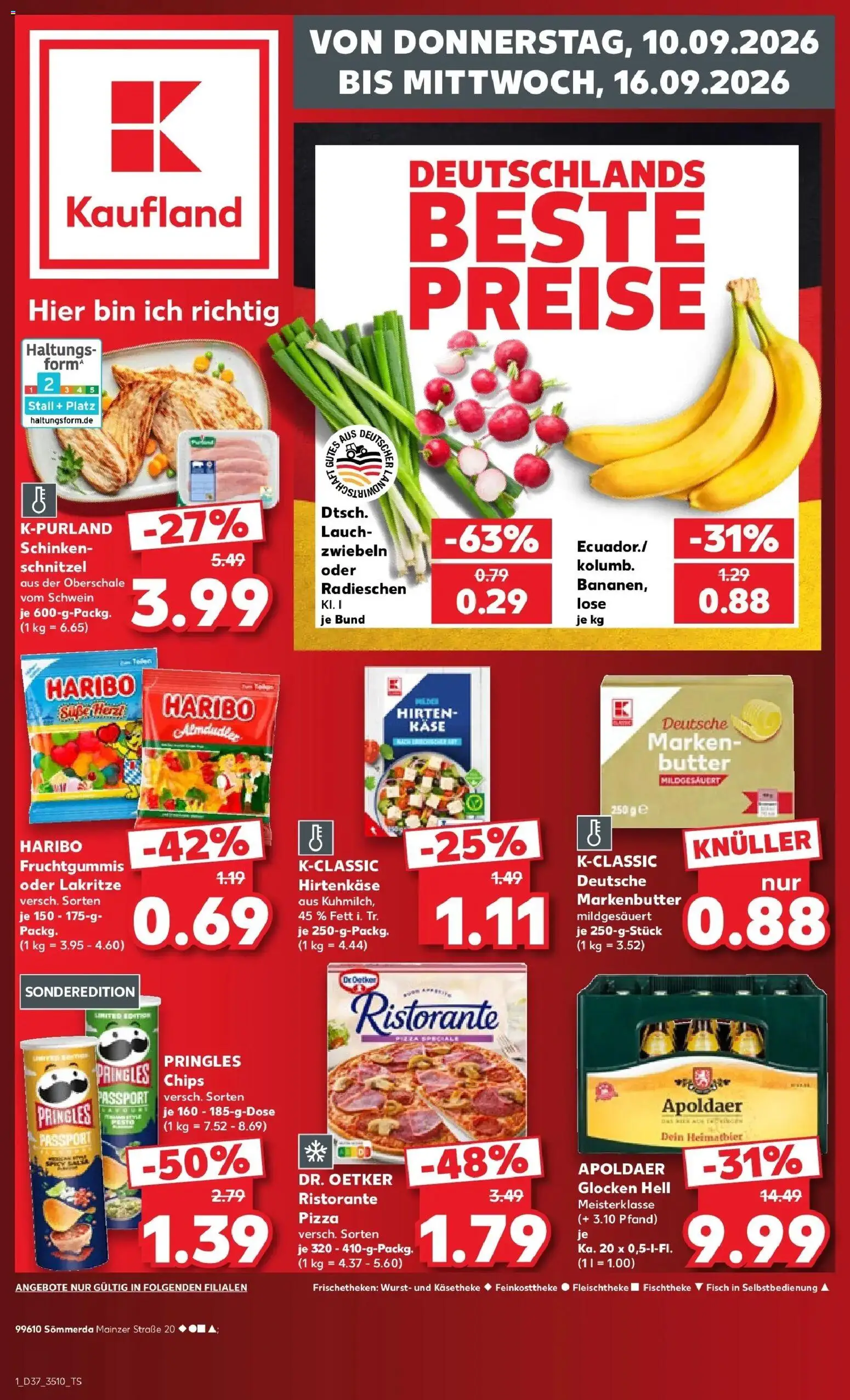 Vorschau von dem Prospekt des Geschäftes Kaufland, gültig ab dem 10.09.2026 - Chips, Schnitzel, Haribo, Fisch, Lauch, Pringles, Ristorante, Zwiebeln