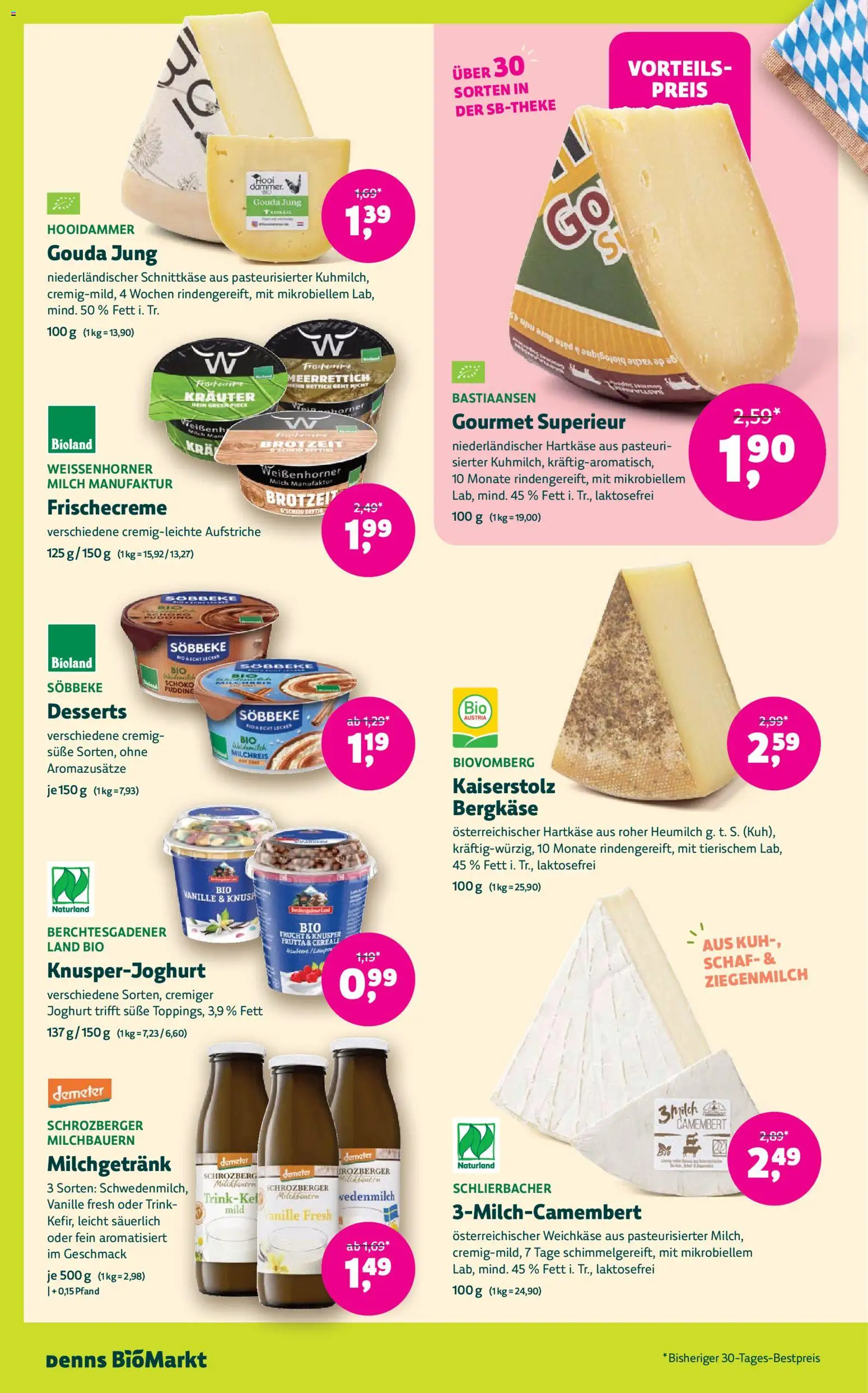 Vorschau von dem Prospekt des Geschäftes Denns BioMarkt, gültig ab dem 09.09.2026 - Joghurt, Milch, Camembert, Pudding, Gouda, Vanille