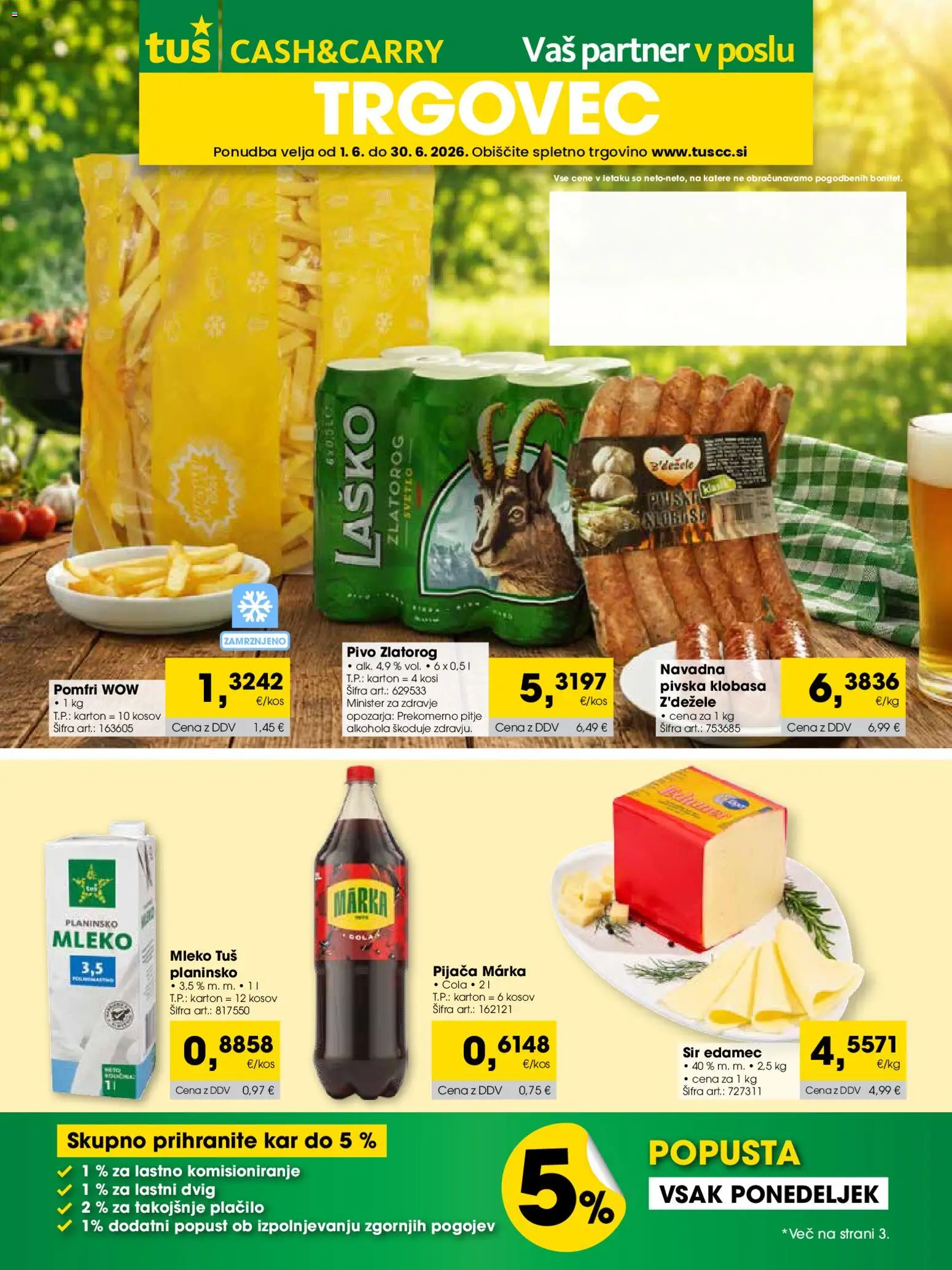 Predogled kataloga iz trgovine Tuš veljaven od 01.06.2026 - Sir, Pivo, Mleko, Edamec