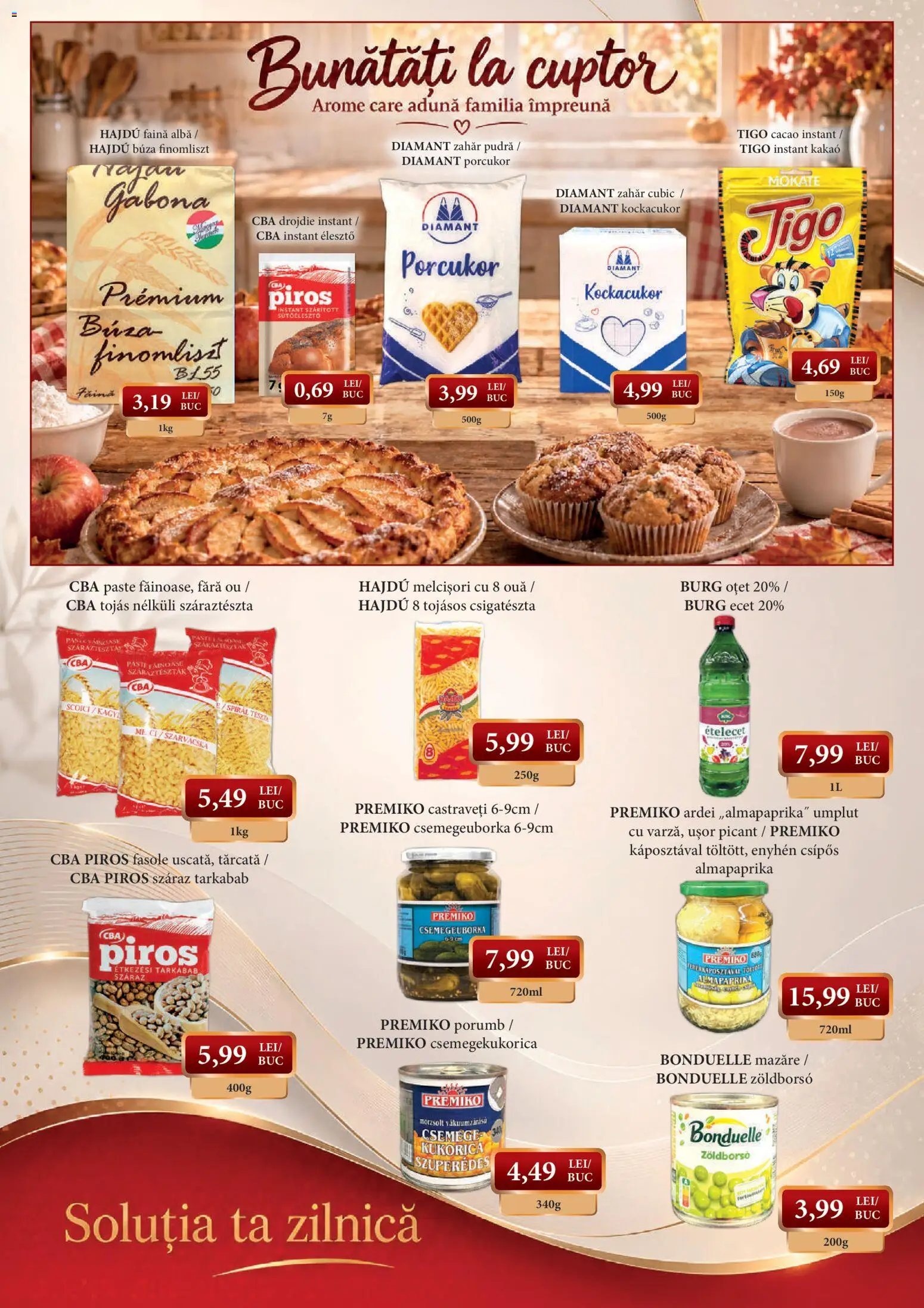 Previzualizarea de cataloage: CBA CBA Catalog Octombrie valabil de la 09.10.2026 - Paste, Porumb, Premium, Ardei, Castraveți, Zahar pudra, Mazăre, Ouă