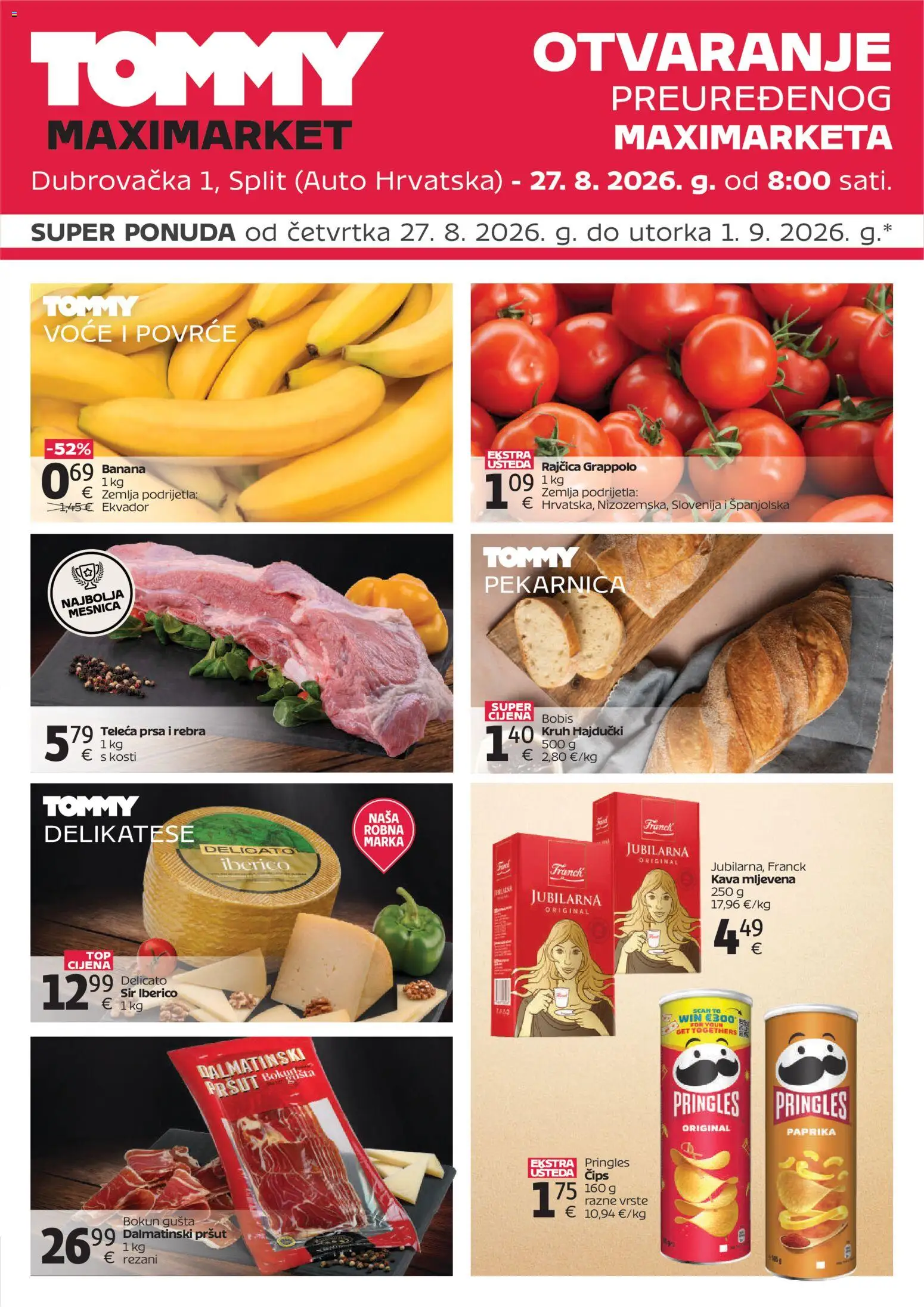 Pregled letka Tommy Super ponuda povodom otvaranja u Splitu trgovine Tommy vrijedi od 27.08.2026