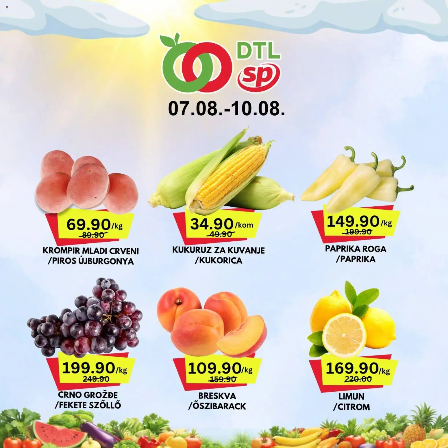 Pregled Senta Promet kataloga - važi od 07.08.2026 - Paprika, Krompir, Kukuruz, Limun, Grožđe, Breskva