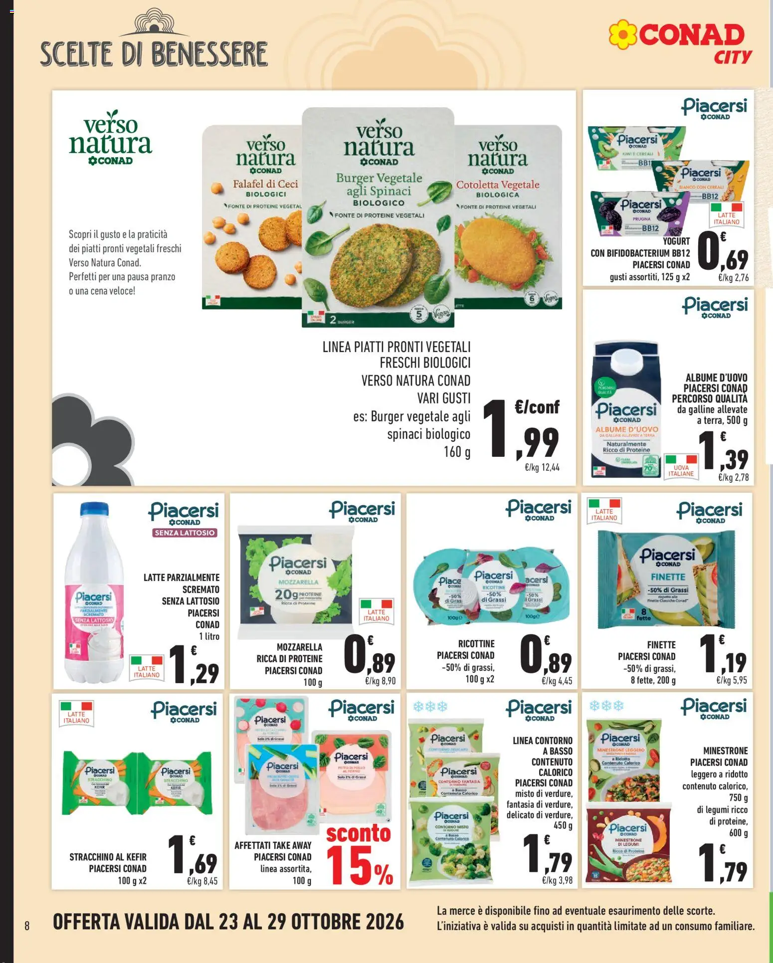 Anteprima dell'opuscolo Conad volantino City Lombardia dal negozio Conad valido da 23/10/2026 - Kefir, Vegan, Pollo, Falafel, Ceci, Legumi, Basso, Piatti pronti