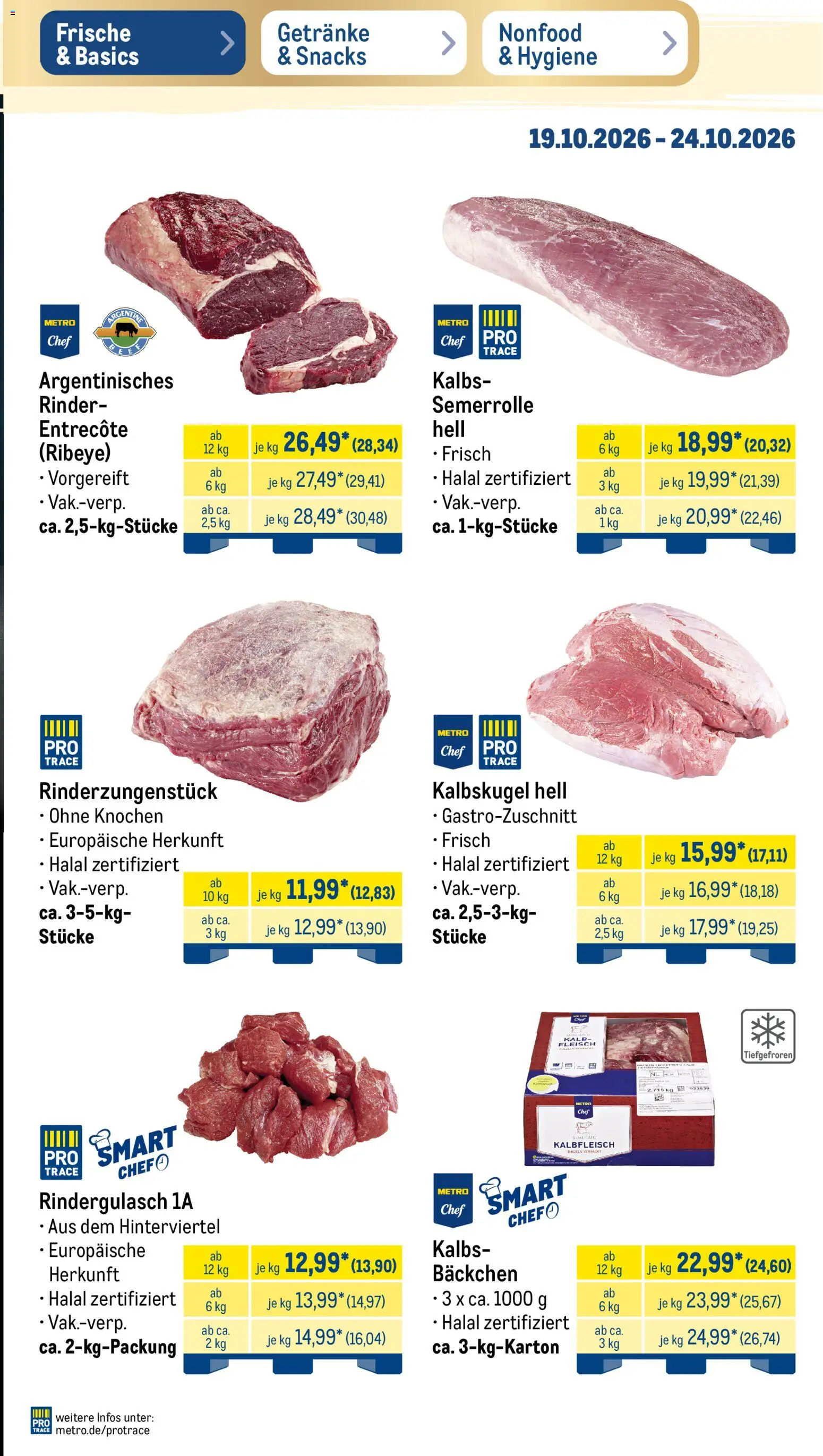 Vorschau von dem Prospekt des Geschäftes Metro, gültig ab dem 19.10.2026 - Steak, Schweinefilet, Schinken, Schweinenacken, Schweinerucken