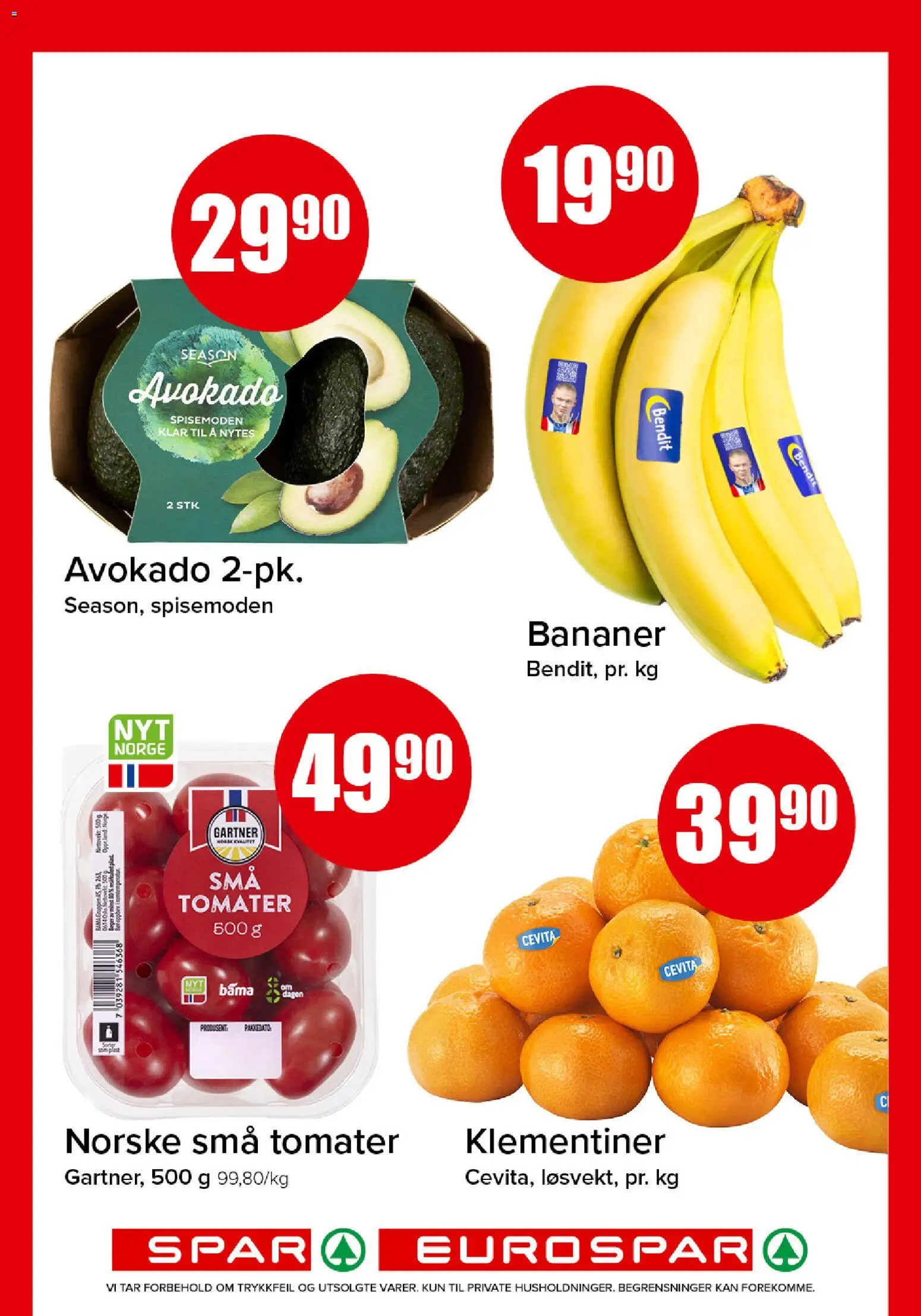 Forhåndsvis Spar kundeavis fra butikk Spar gyldig fra 12/10/2026 - Tomater, Bananer, Avokado