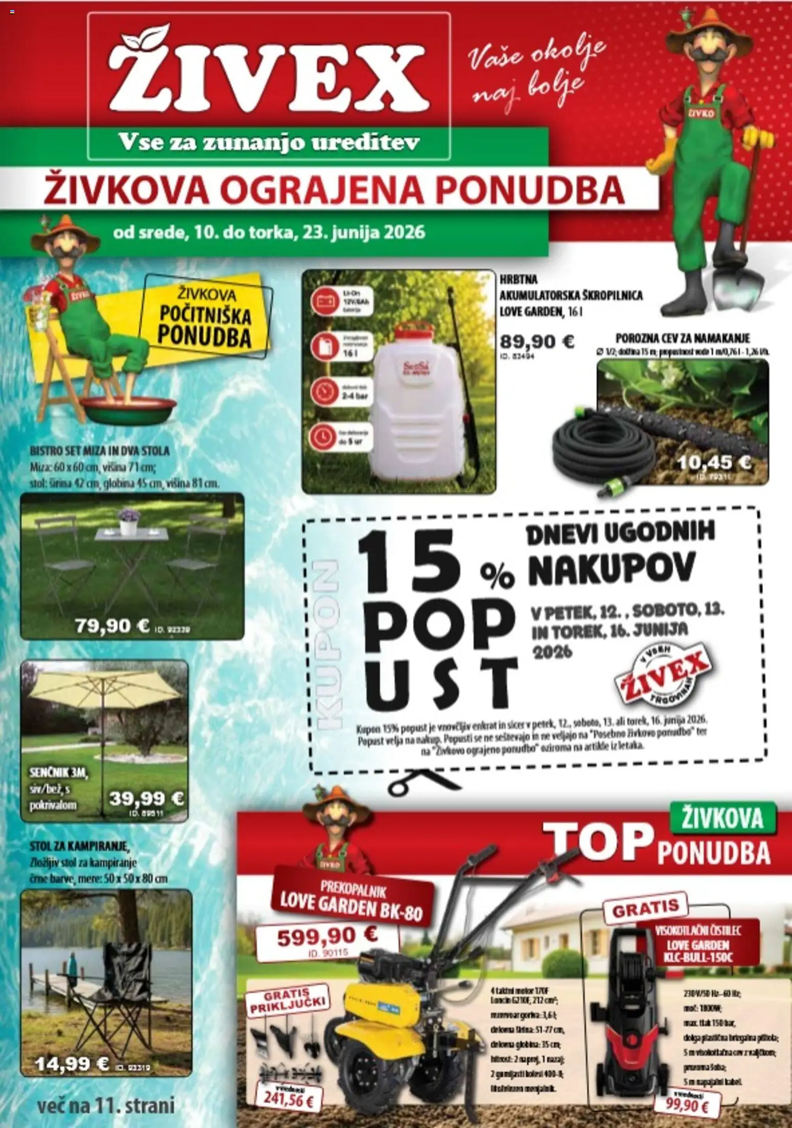 Predogled kataloga iz trgovine Živex veljaven od 10.06.2026 - Stol, Miza, Senčnik, Kabel