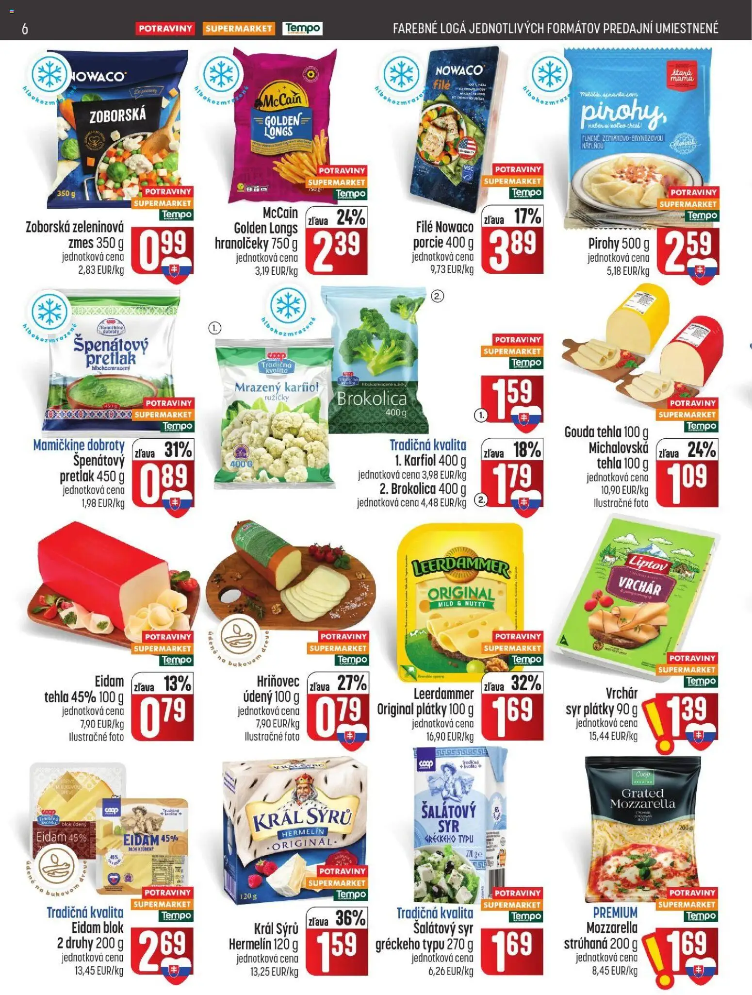 Náhľad COOP Jednota letáku platného od 29.10.2026 - Syr, Pirohy, Pretlak, Mozzarella, Karfiol, Gouda, Eidam, Filé