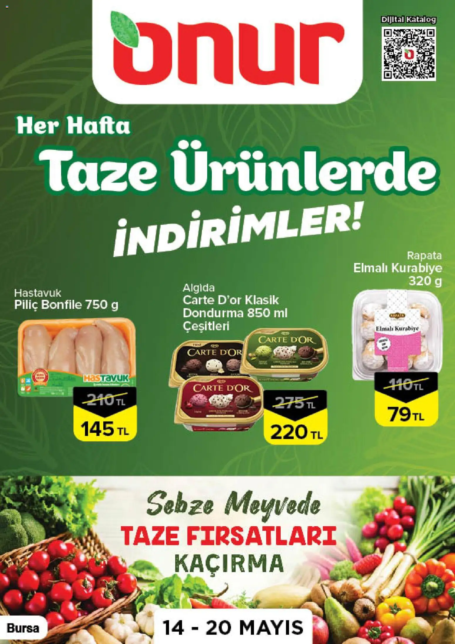 Onur Market Onur Market - Taze Ürünlerde İndirimler - Bursa 14.05.2026 - Broşürünün önizlemesi