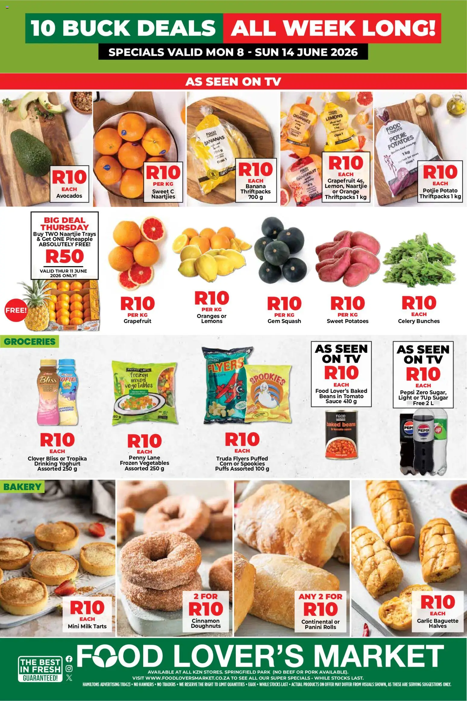 Preview of Food Lover's Market flyer valid from 08/06/2026 - Vegetables, Fruit, Bananas, Sugar, Corn, Grapefruit, Yoghurt, Sauce