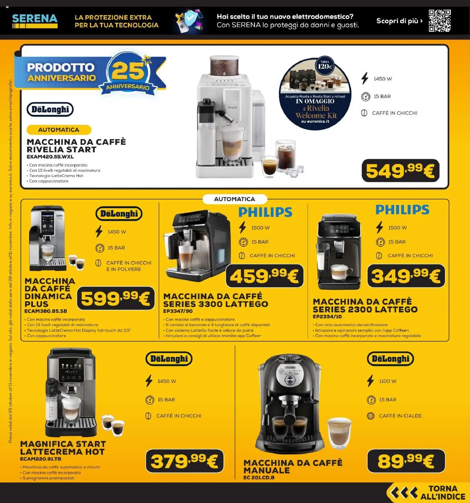 Anteprima dell'opuscolo Euronics Black Friday dal negozio Euronics valido da 29/10/2026 - Caffè, Caffè in cialde, Macchina da caffe, Cialde, Bevande, Macina