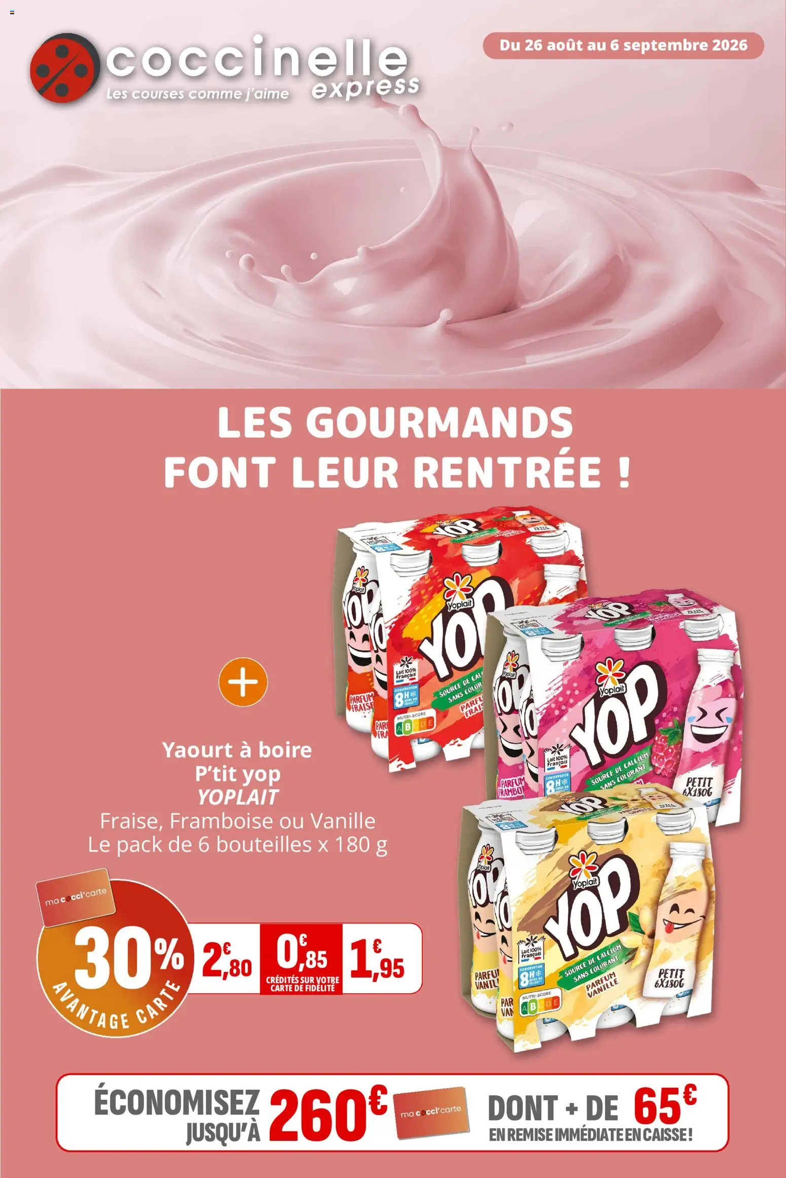 Prévisualisation de Coccinelle - Express du magasin Coccinelle formulaire valide 26/08/2026 - Parfum, Fraise, Yaourt, Framboise, Vanille, Yaourt à boire