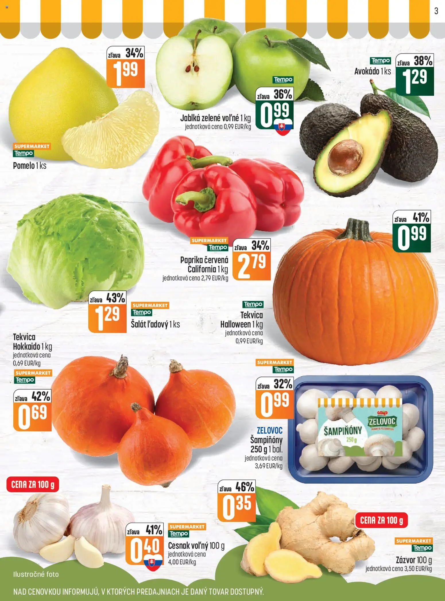 Náhľad COOP Jednota letáku platného od 01.10.2026 - Avokádo, Tekvica, Šalát, Pomelo, Cesnak, Šampiňóny, Zázvor, Jablká