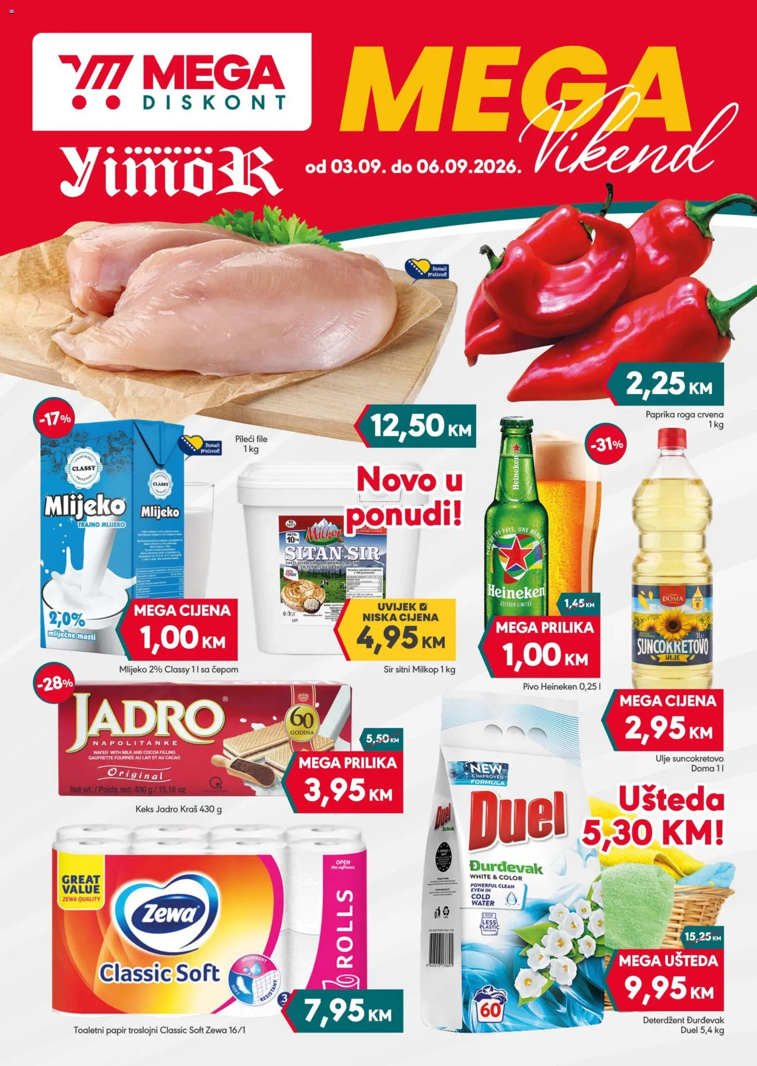 Pregled letka Mega Diskont vikend akcija trgovine Mega Diskont vrijedi od 03.09.2026
