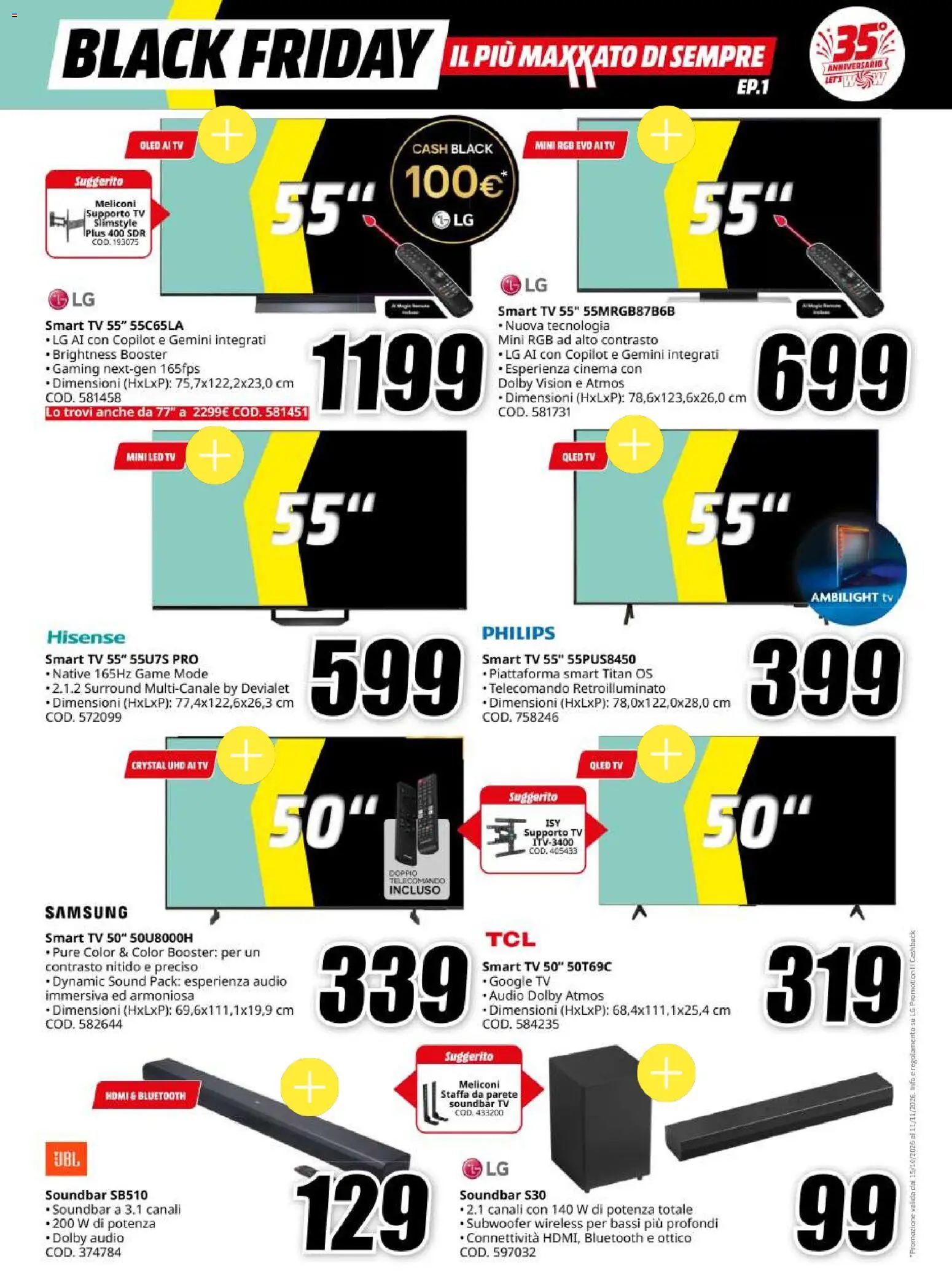 Anteprima dell'opuscolo Media World Black Friday dal negozio Media World valido da 30/10/2026 - Samsung, TV, smart TV, Soundbar, Telecomando, Audio