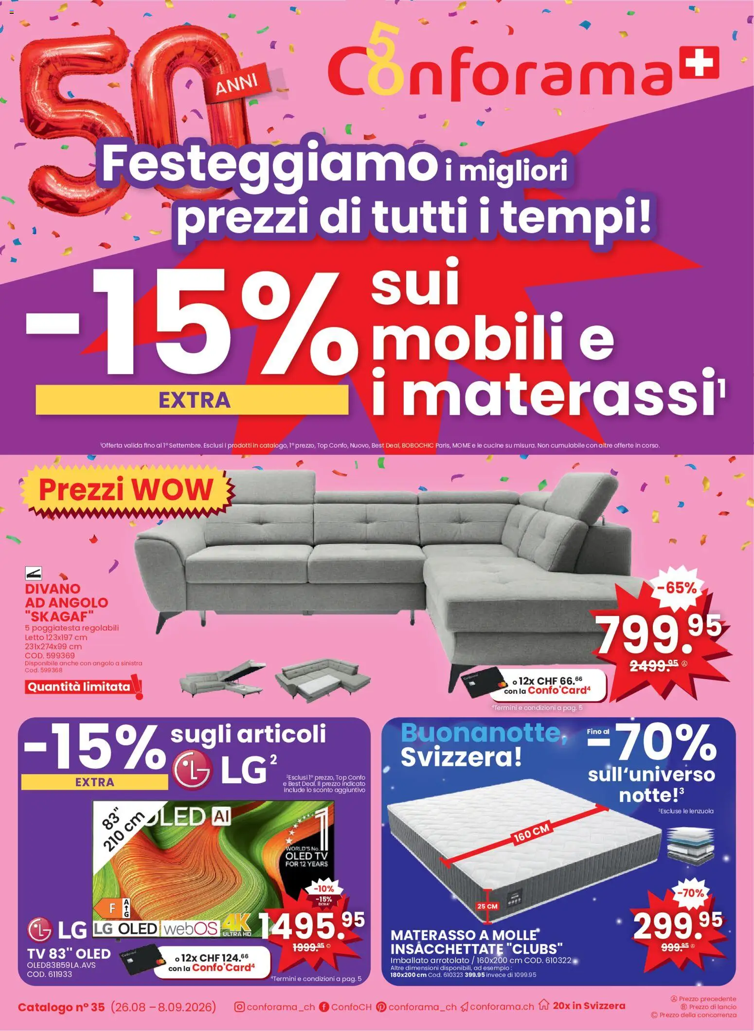 Vorschau des Merkblatts Conforama aktionen IT vom Shop Conforama gültig von 26.08.2026 bis 08.09.2026 - TV, Top, LG