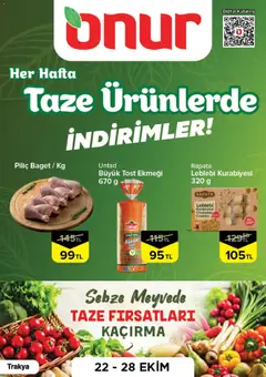 Onur Market Onur Market - Taze Ürünlerde İndirimler Trakya 22.10.2026 - Broşürünün önizlemesi