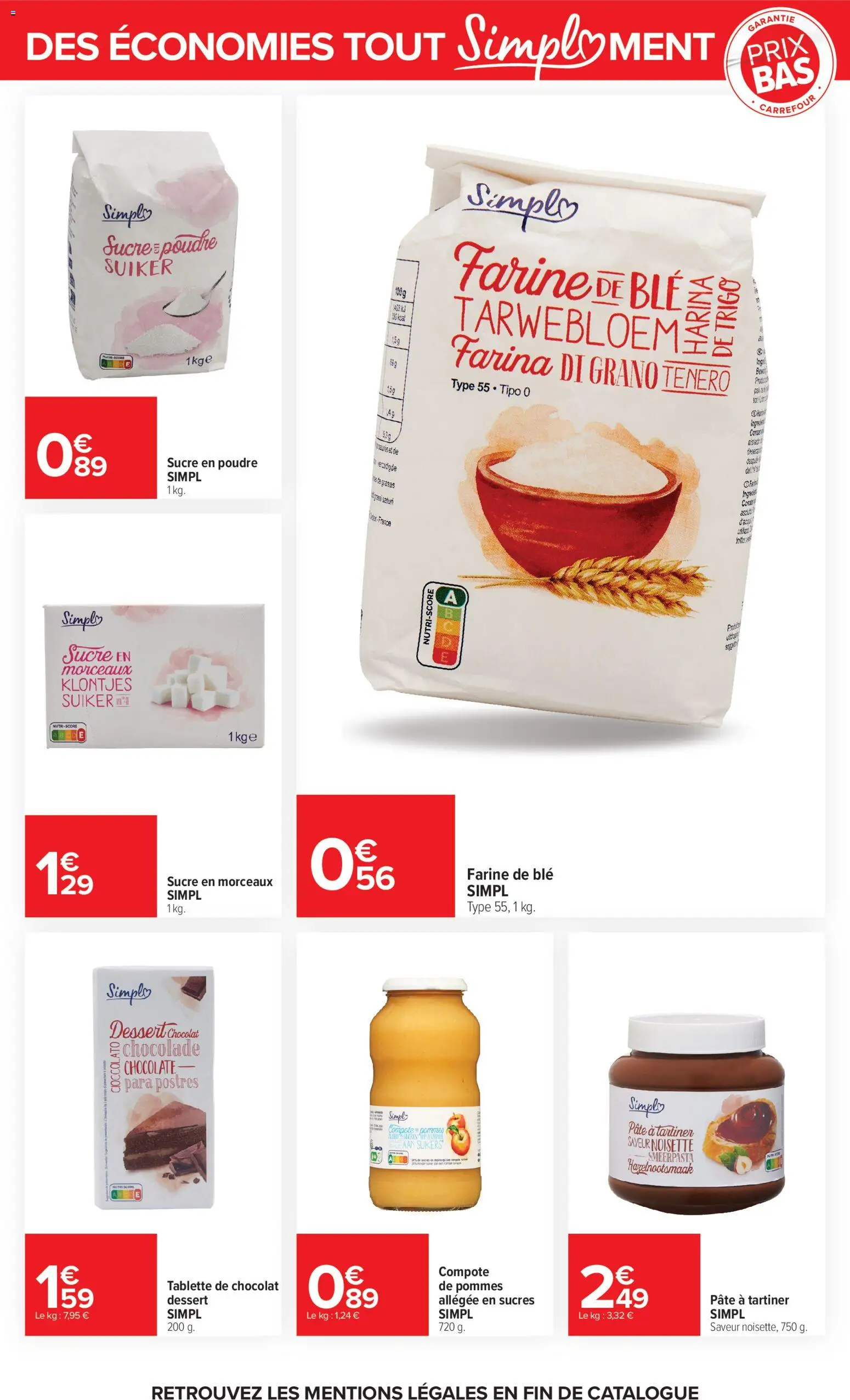 Prévisualisation de Carrefour Tout simplement du magasin Carrefour formulaire valide 03/11/2026 - Dessert, Tablette, Noisette, Compote de pommes, Tablette de chocolat, Pommes, Poudre, Farine de ble