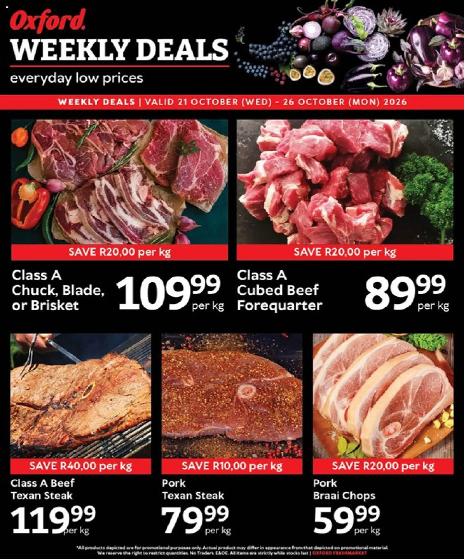 Preview of Oxford Freshmarket flyer valid from 21/10/2026 - Steak, Pork, Beef