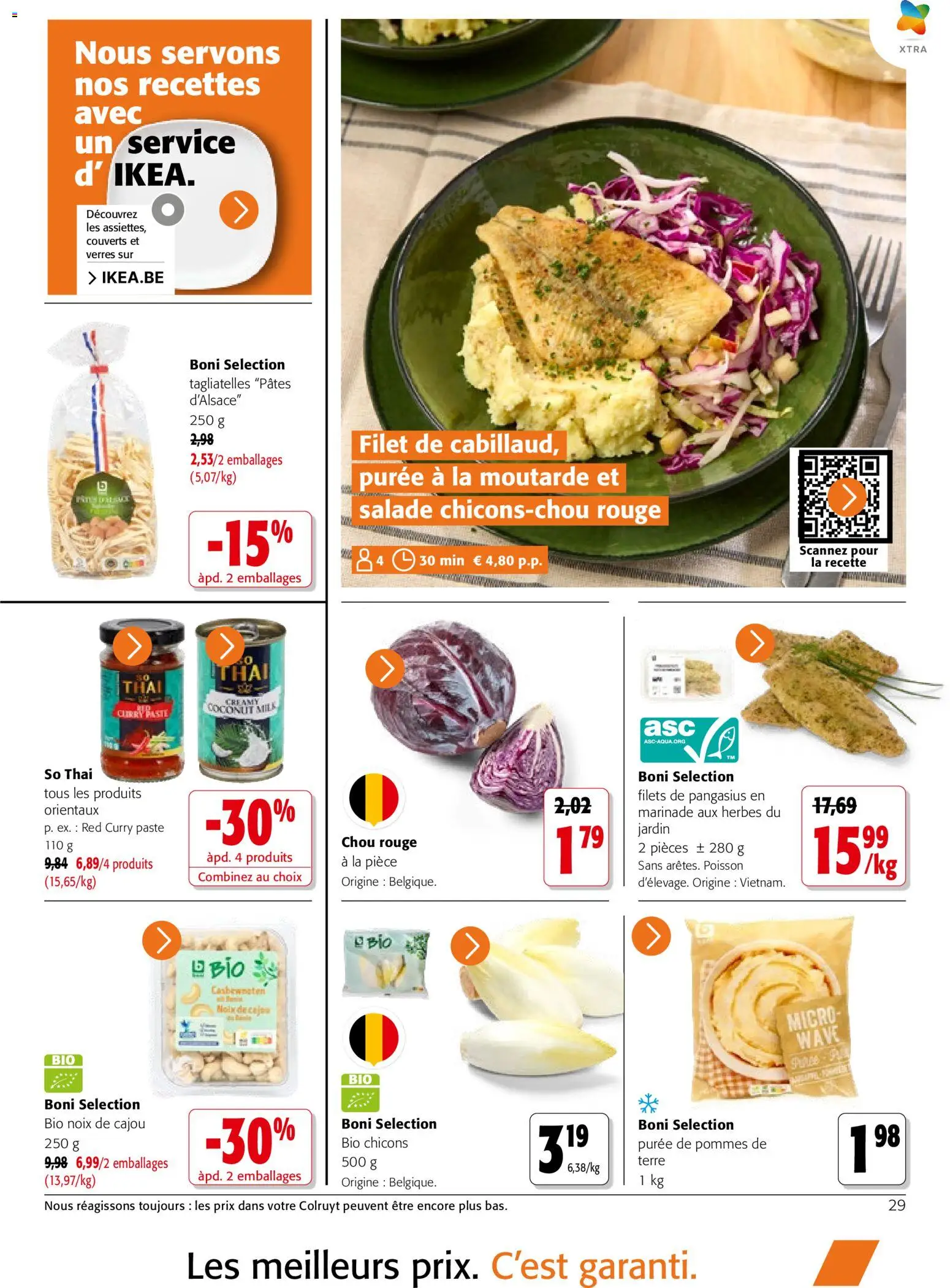 Prévisualisation de Colruyt catalogue du magasin Colruyt formulaire valide 23/09/2026 - Salade, Pâtes, Noix de cajou, Noix, Verres, Chou rouge, Moutarde, Couverts