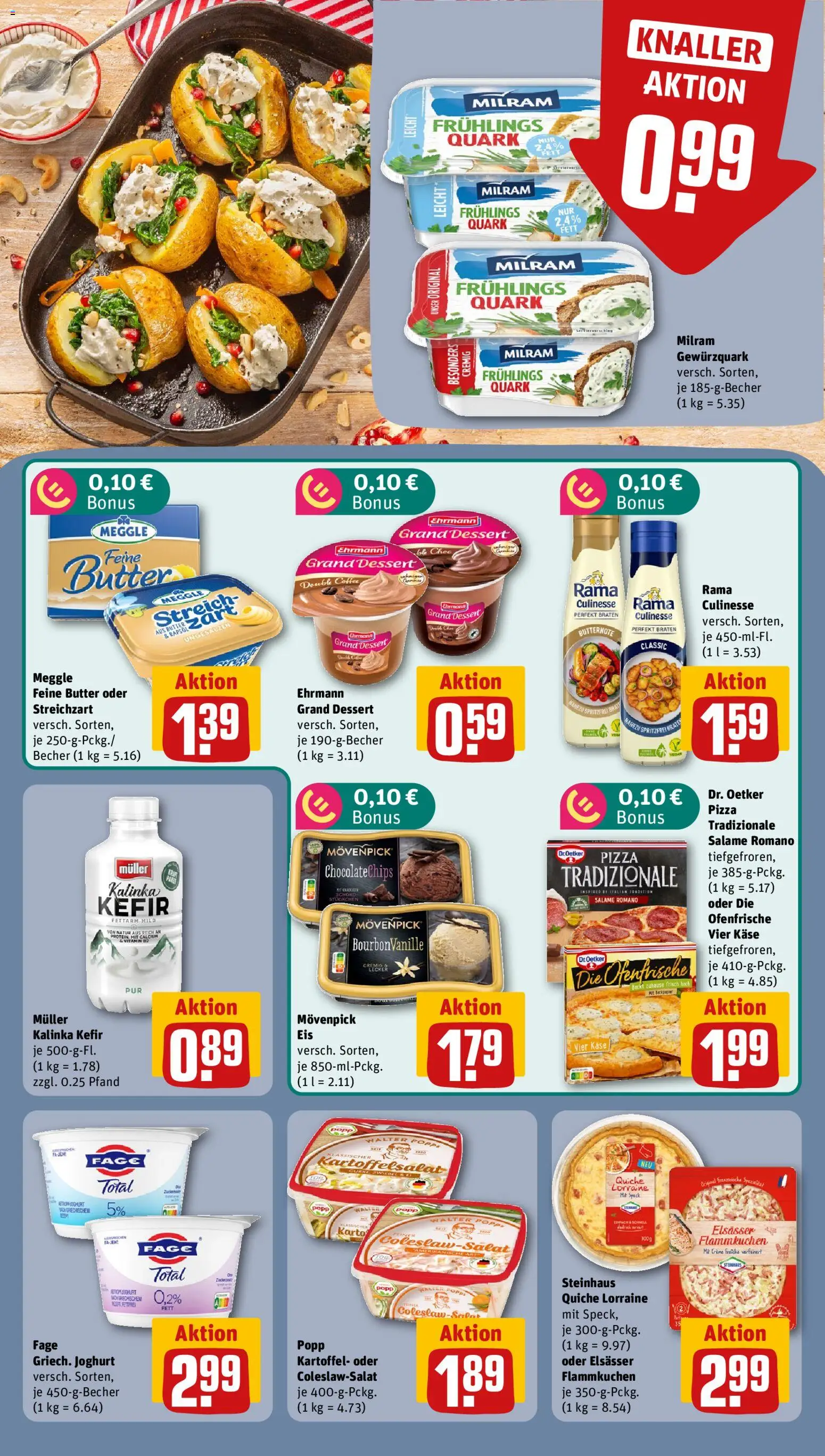 Vorschau von dem Prospekt des Geschäftes Rewe, gültig ab dem 07.09.2026 - Pizza, Butter, Käse, Kefir, Quark, Creme, Rama, Ofenfrische