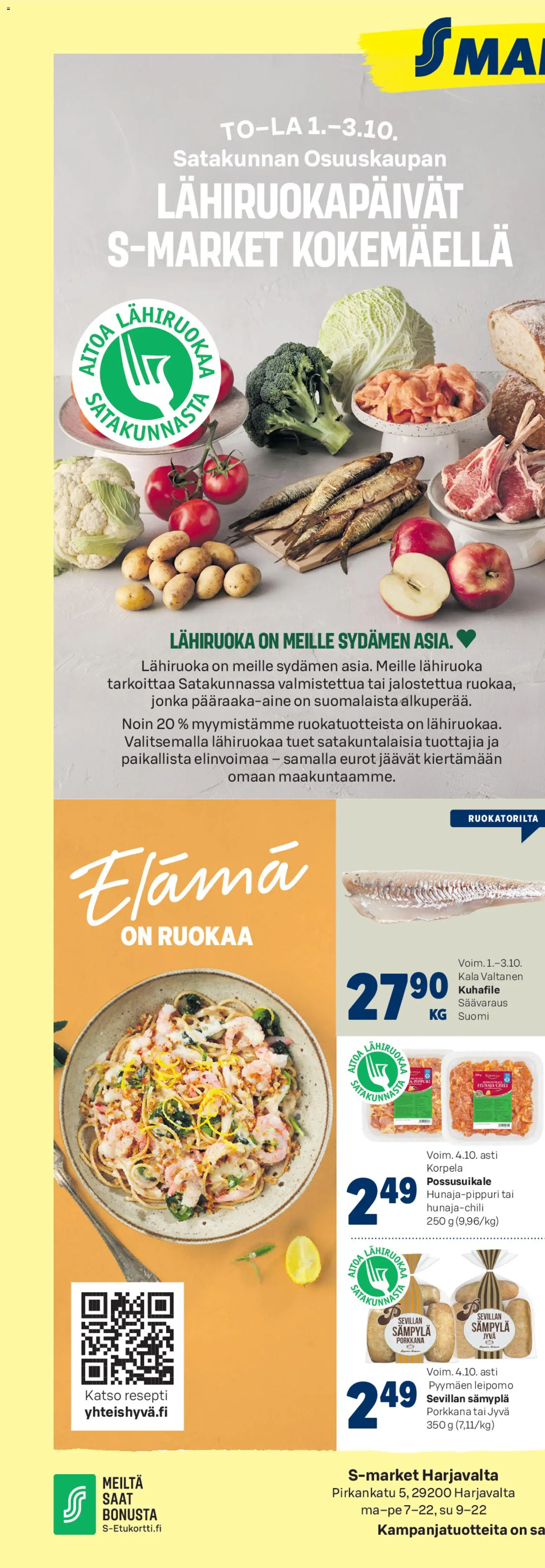Kaupan S-market S-market tarjoukset Kokemäellä esikatselu, voimassa 01/10/2026 - Leipomo, Kala, Porkkana, Chili
