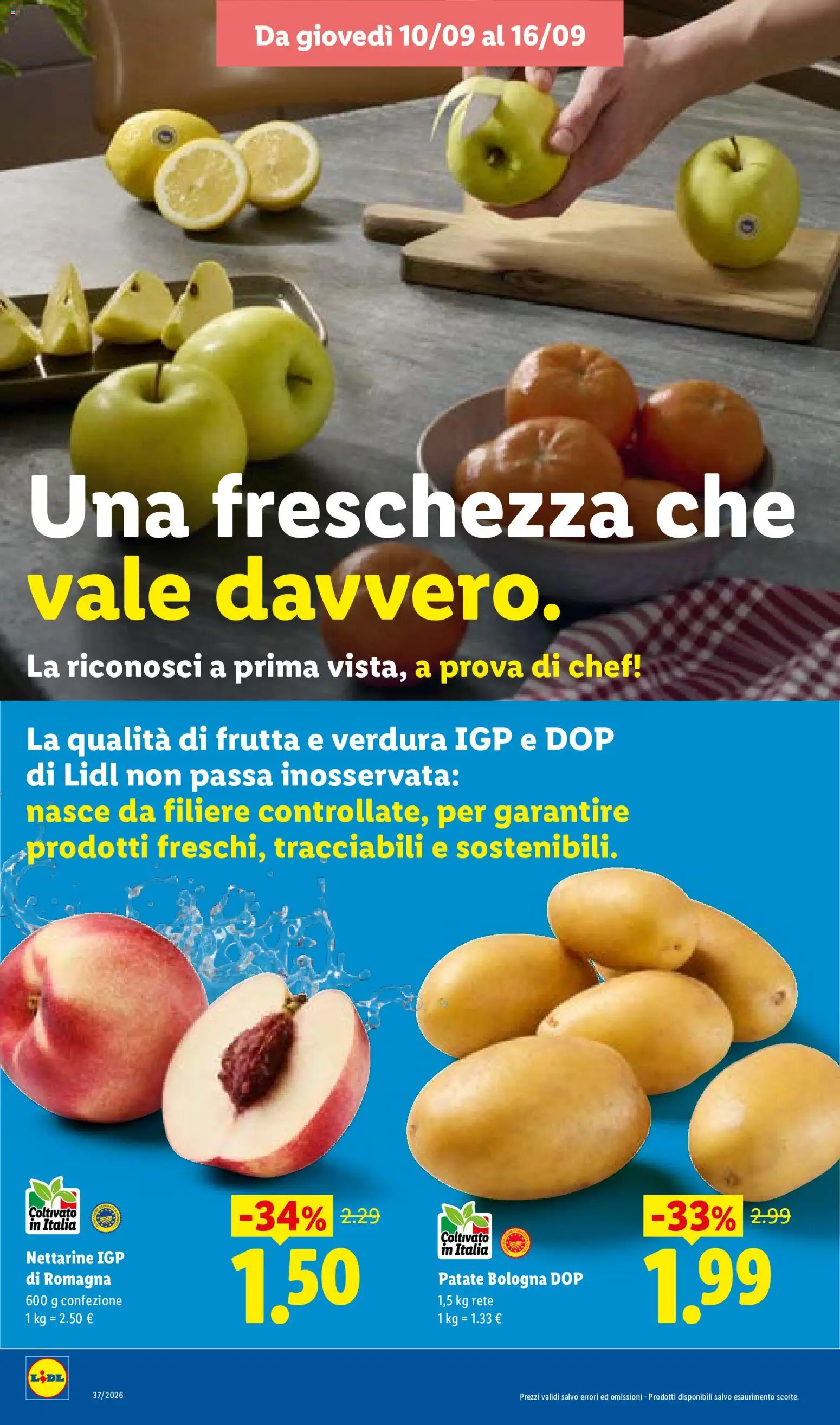 Anteprima dell'opuscolo Lidl volantino dal negozio Lidl valido da 10/09/2026 - Frutta, Patate, Nettarine