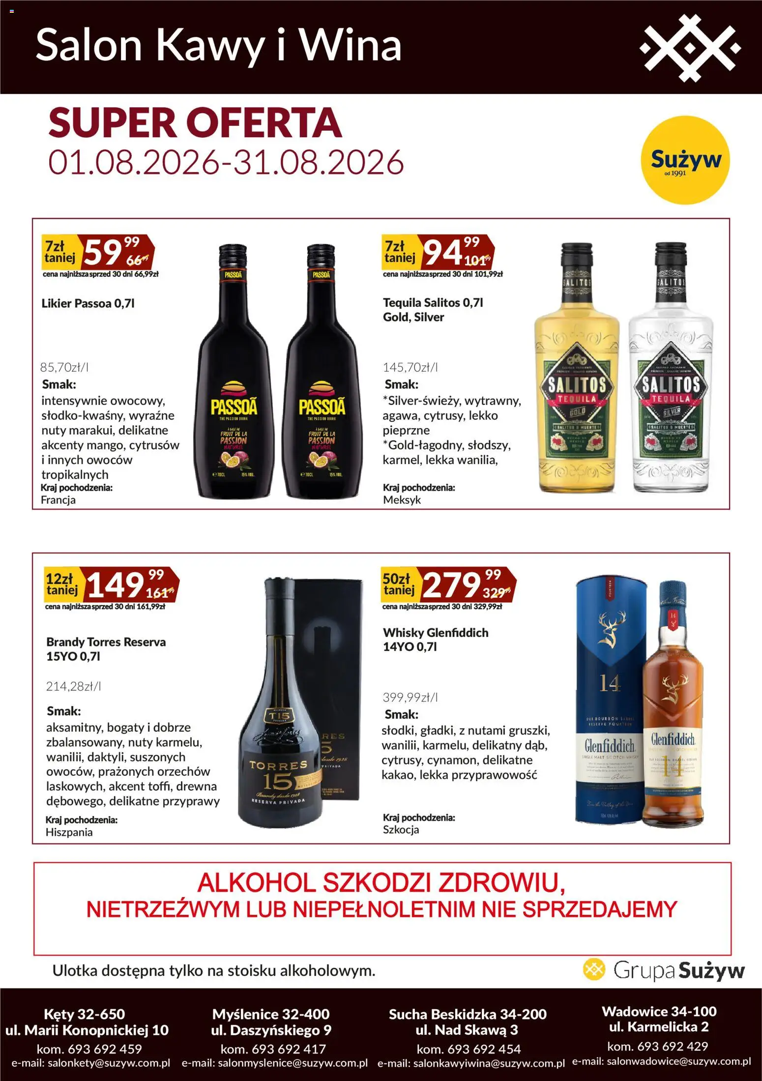 Pogląd gazetki "Sużyw gazetka - Salon kawy i wina" ze sklepu Sużyw ważnej od 01.08.2026