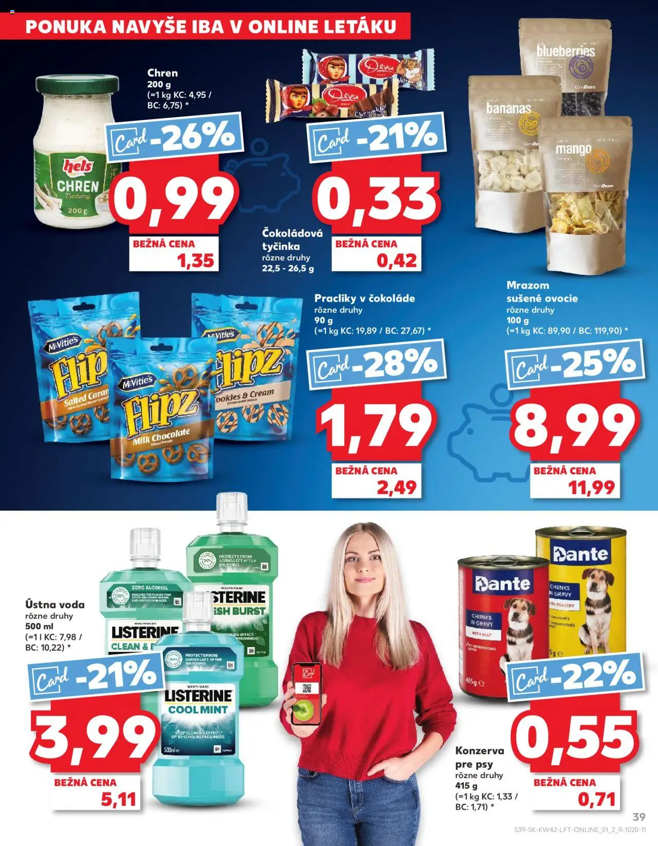 Náhľad Kaufland letáku platného od 16.10.2025 - Mango, Voda, Ovocie, Chren, Listerine, Mrazom sušené ovocie, Ústna voda