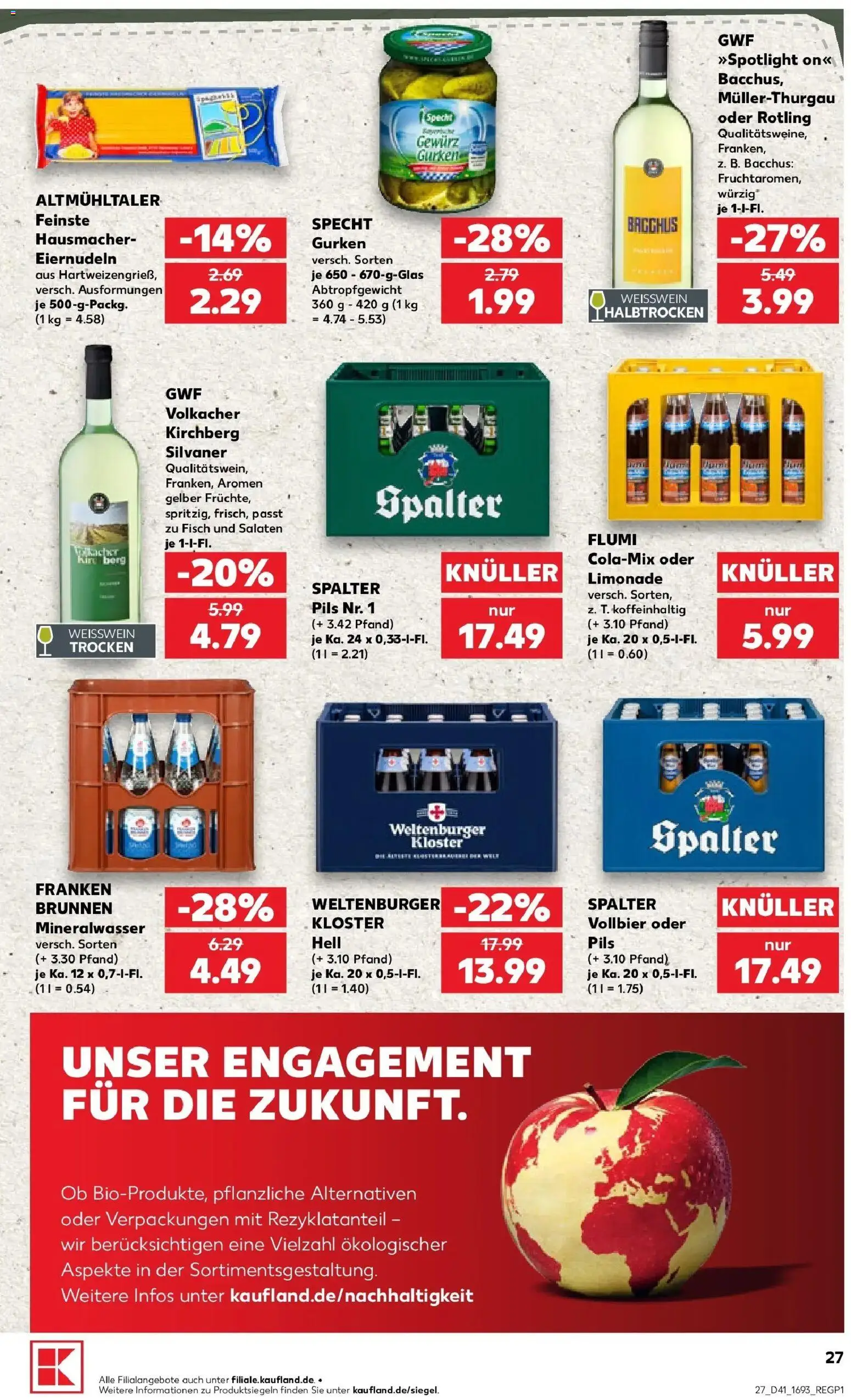 Vorschau von dem Prospekt des Geschäftes Kaufland, gültig ab dem 08.10.2026 - Fisch, Mineralwasser, Gurken, Weißwein, Limonade, Pils