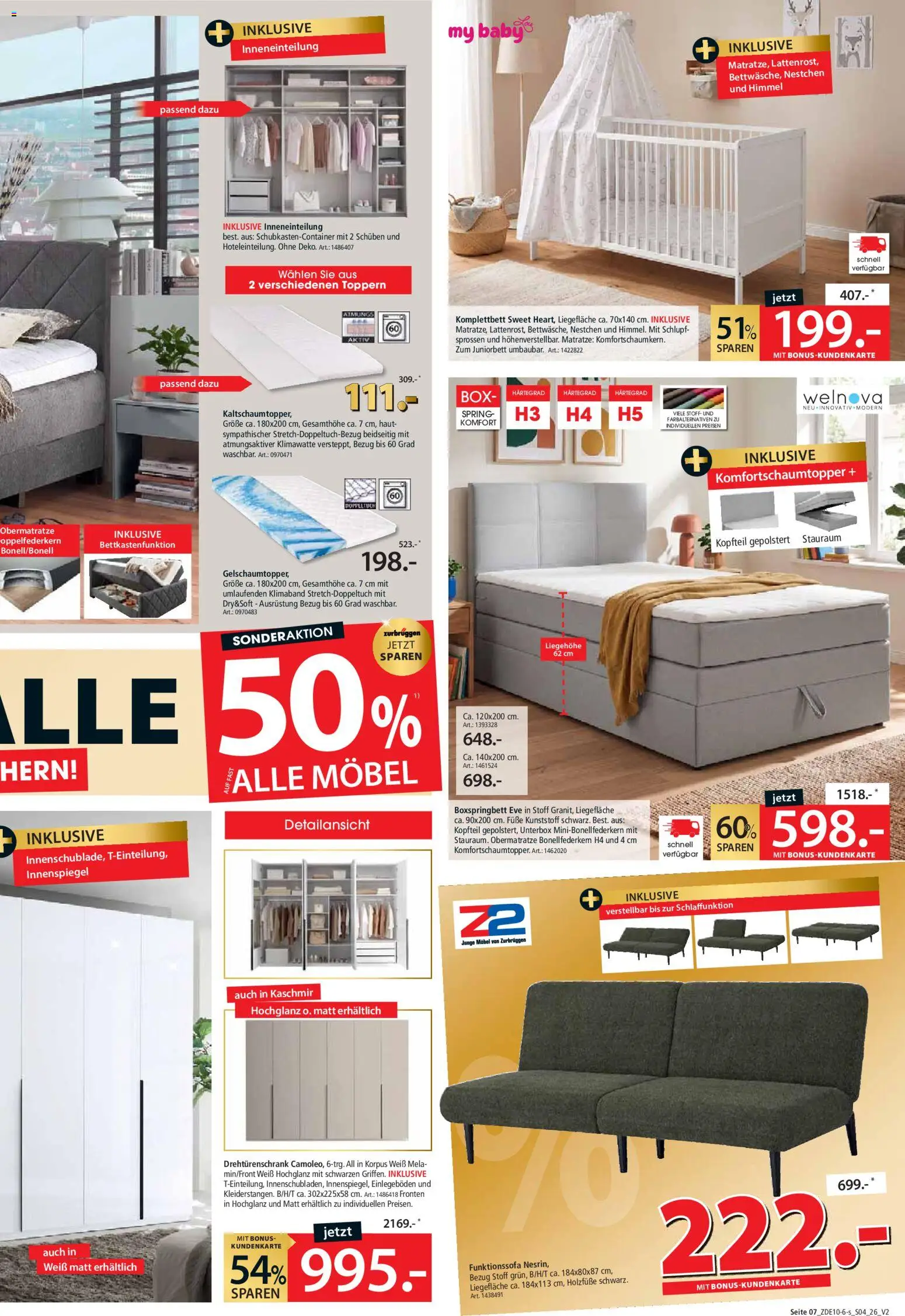Vorschau von dem Prospekt des Geschäftes Zurbrüggen, gültig ab dem 31.10.2026 - Boxspringbett, Matratze, Box, Drehtürenschrank