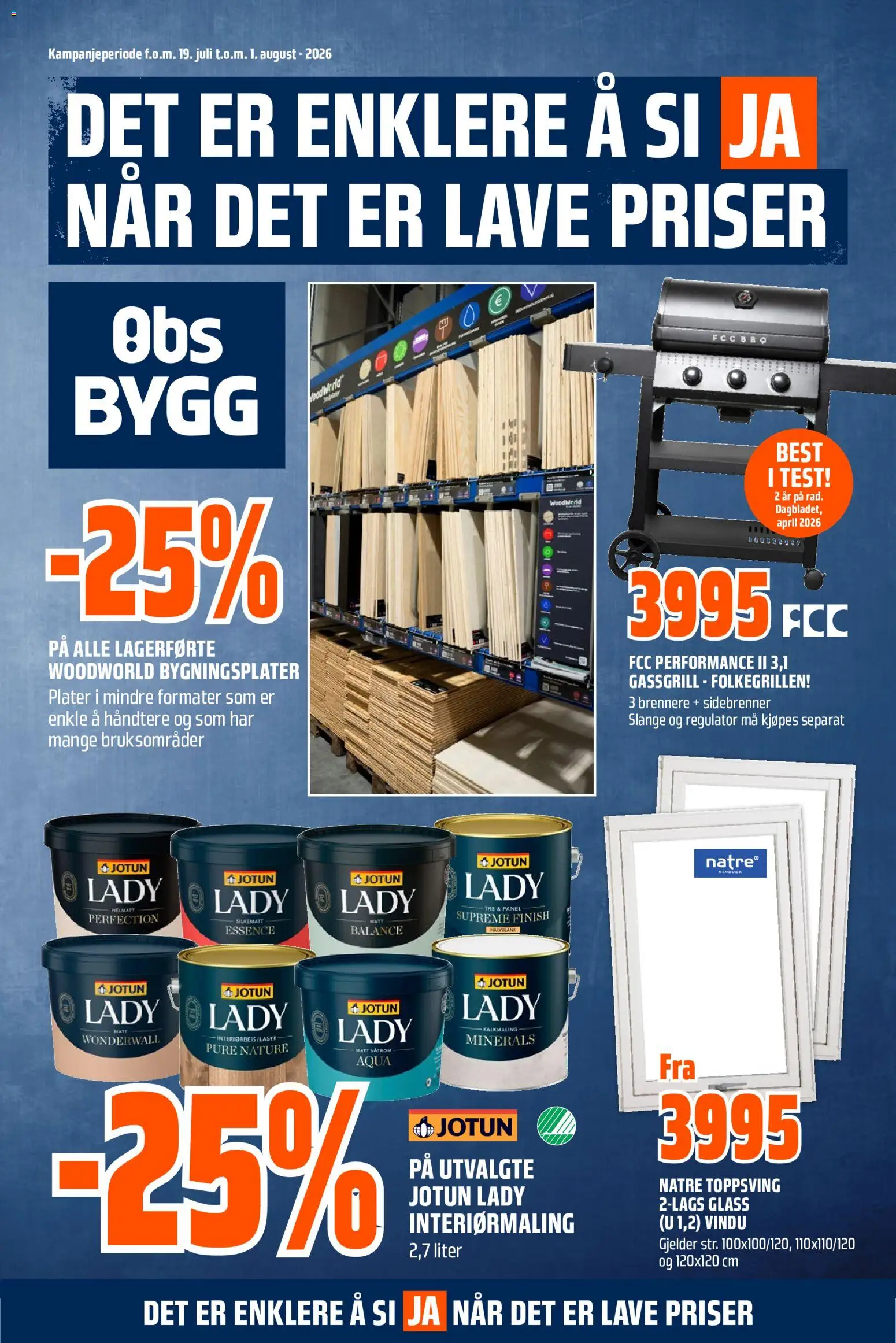 Forhåndsvis Kundeavis fra butikk Obs Bygg gyldig fra 19/07/2026 - Gassgrill, Glass