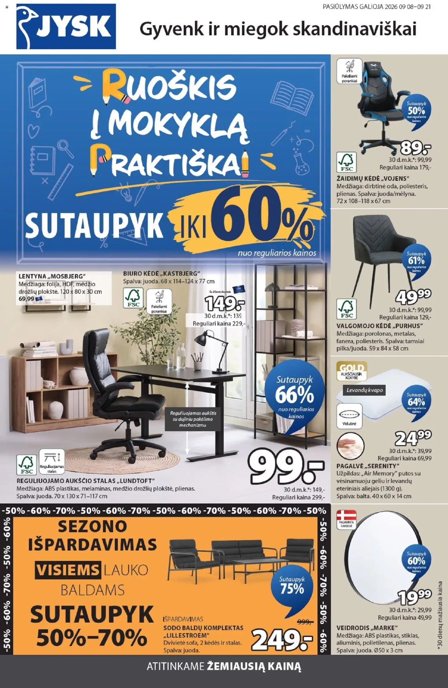 JYSK parduotuvės leidinio JYSK leidinys galiojančio nuo 2026.09.08 peržiūra