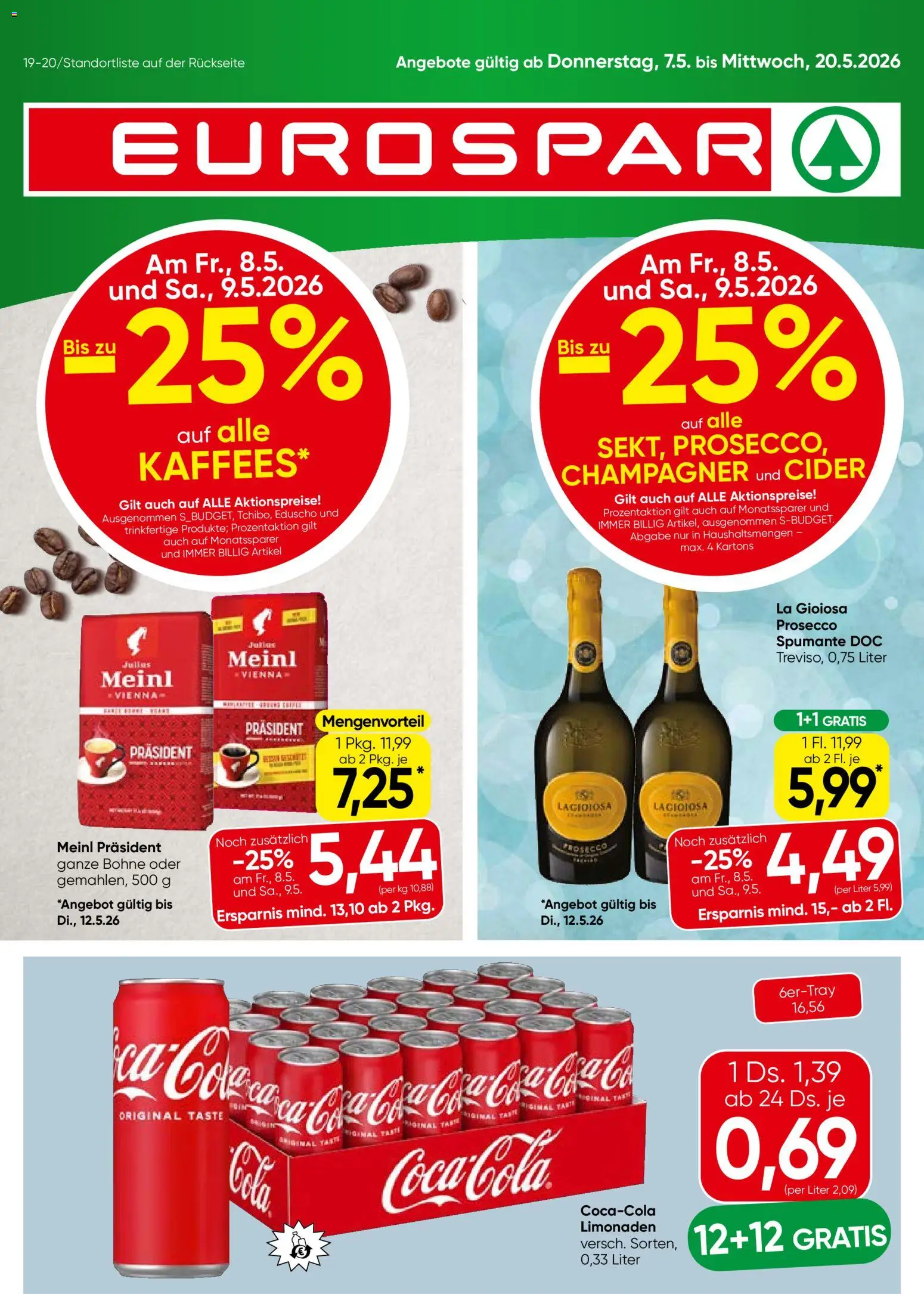 Vorschau der Angebote: Eurospar Eurospar Flugblatt gültig ab 07.05.2026 - Prosecco, Bohne