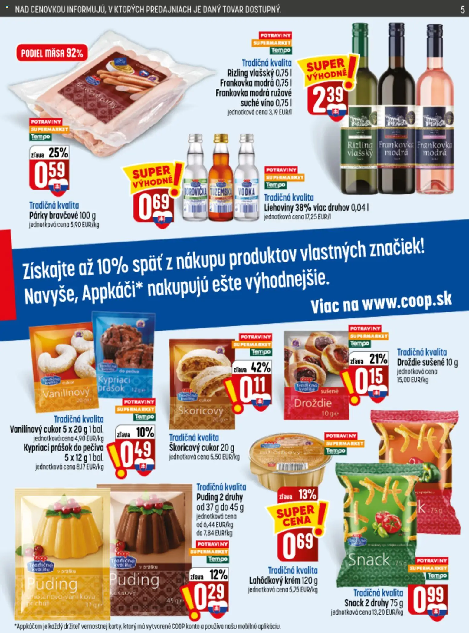 Náhľad COOP Jednota letáku platného od 10.09.2026 - Víno, Puding, Cukor, Párky, Droždie, Krém, Prášok do pečiva